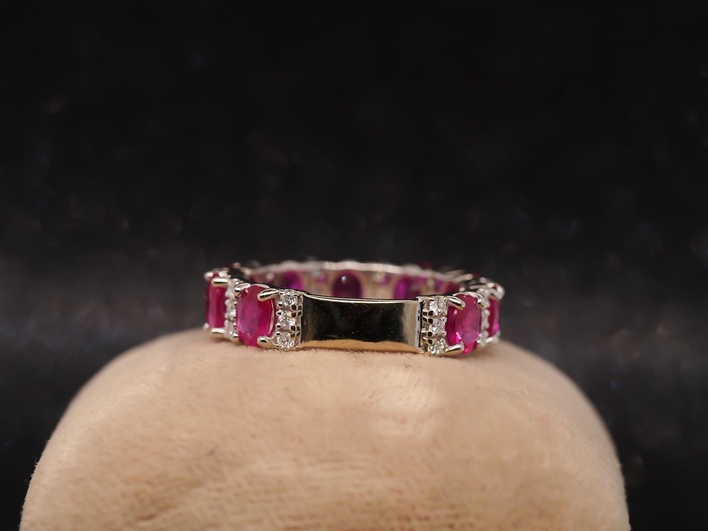 Estate 14K White Gold Ruby and Diamond Band - VHK#805A