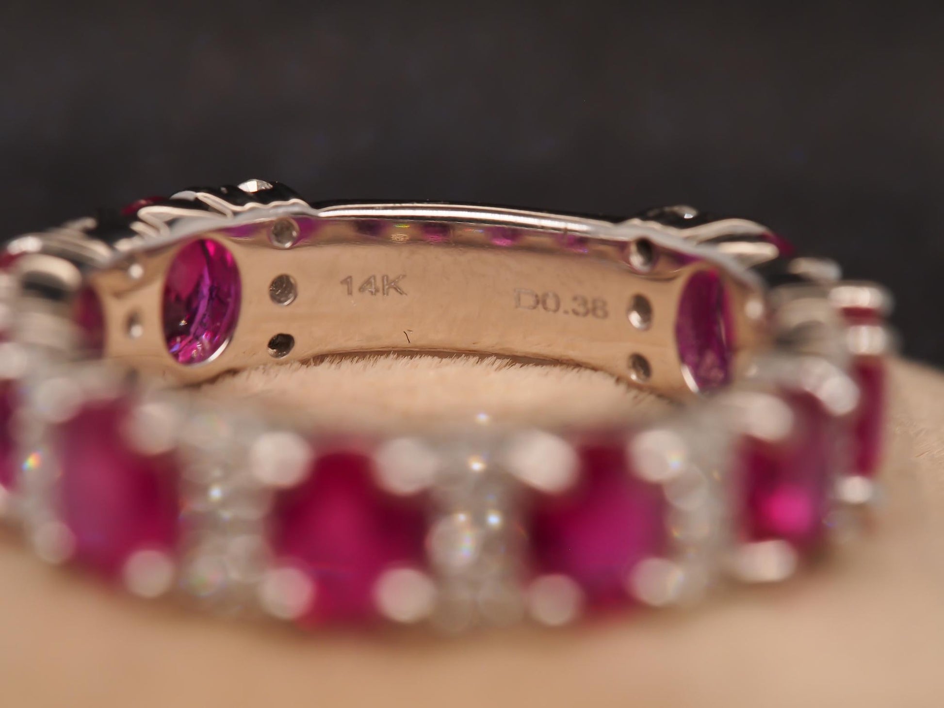 Estate 14K White Gold Ruby and Diamond Band - VHK#805A