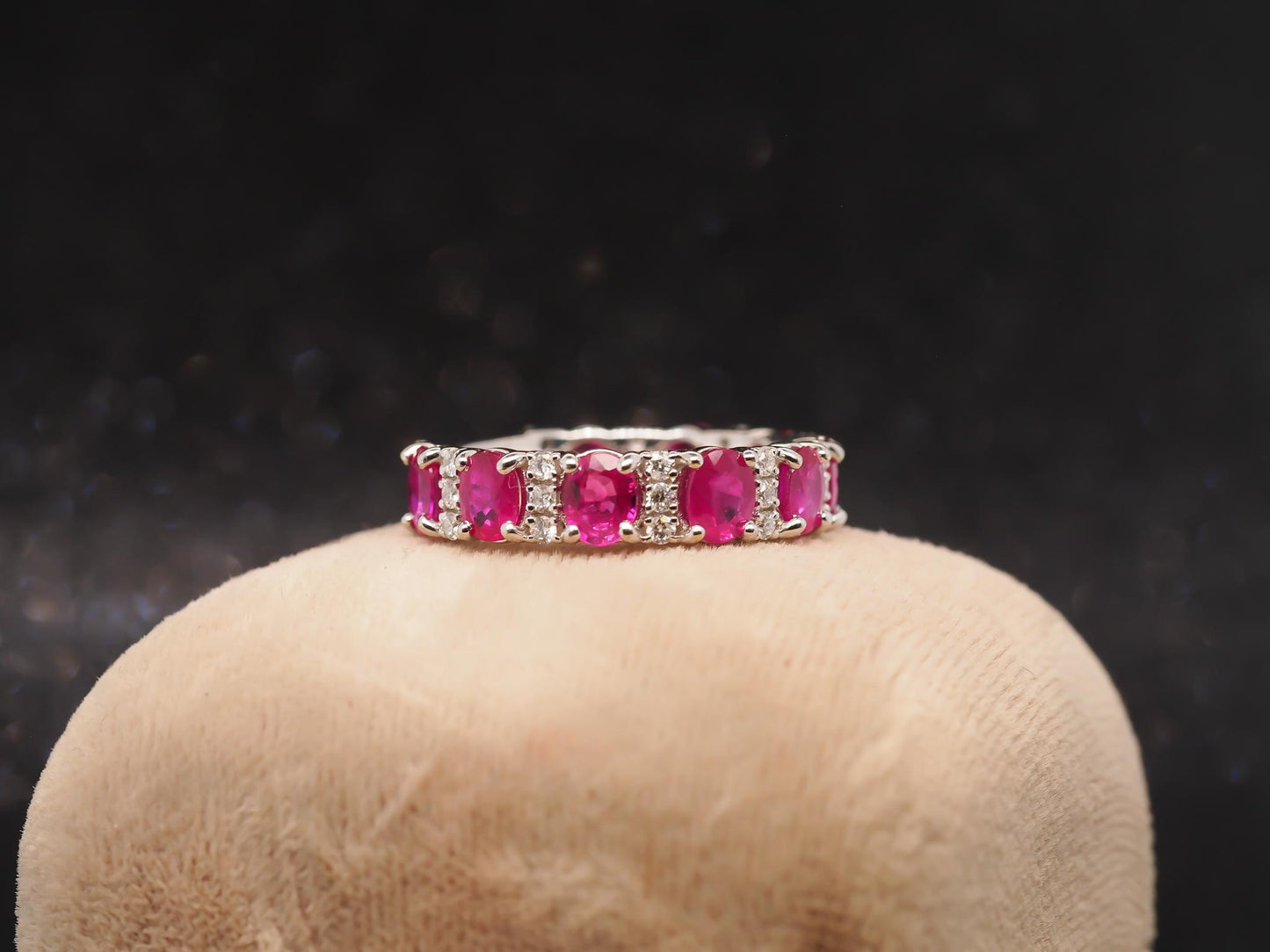Estate 14K White Gold Ruby and Diamond Band - VHK#805A
