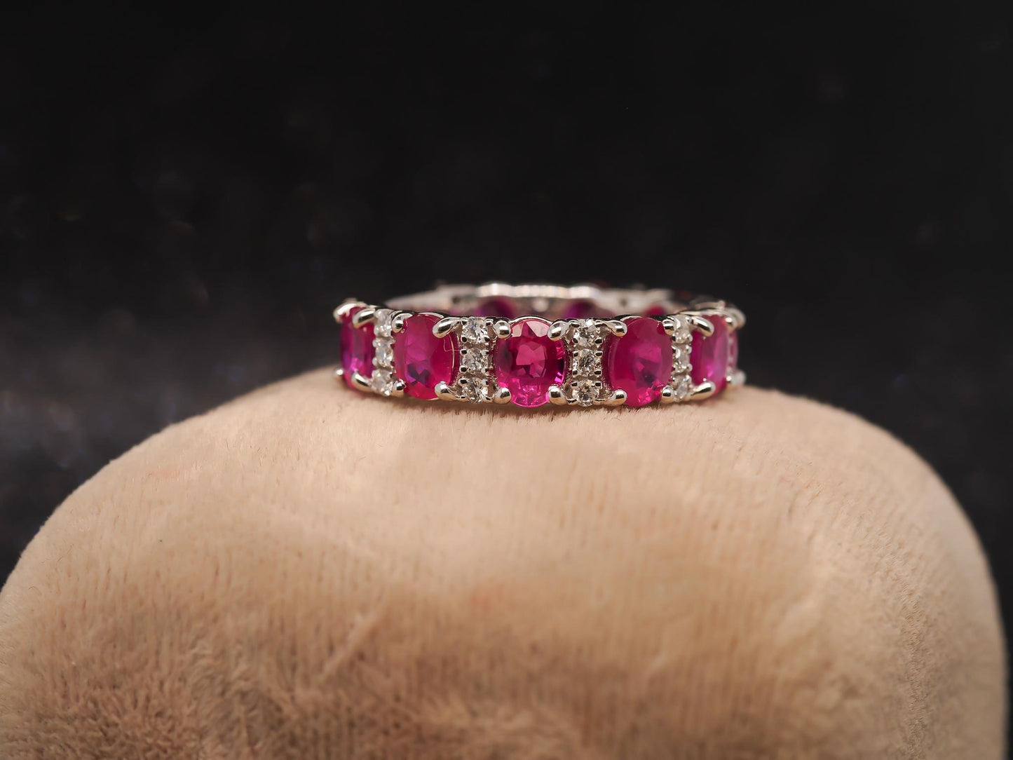 Estate 14K White Gold Ruby and Diamond Band - VHK#805A