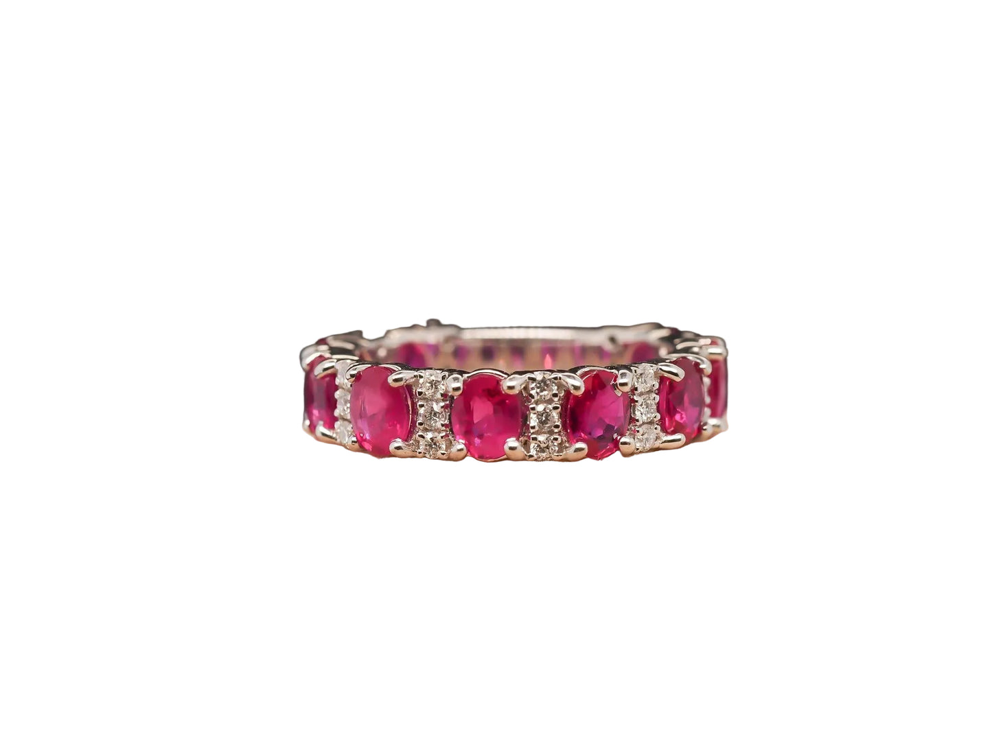 Estate 14K White Gold Ruby and Diamond Band - VHK#805A