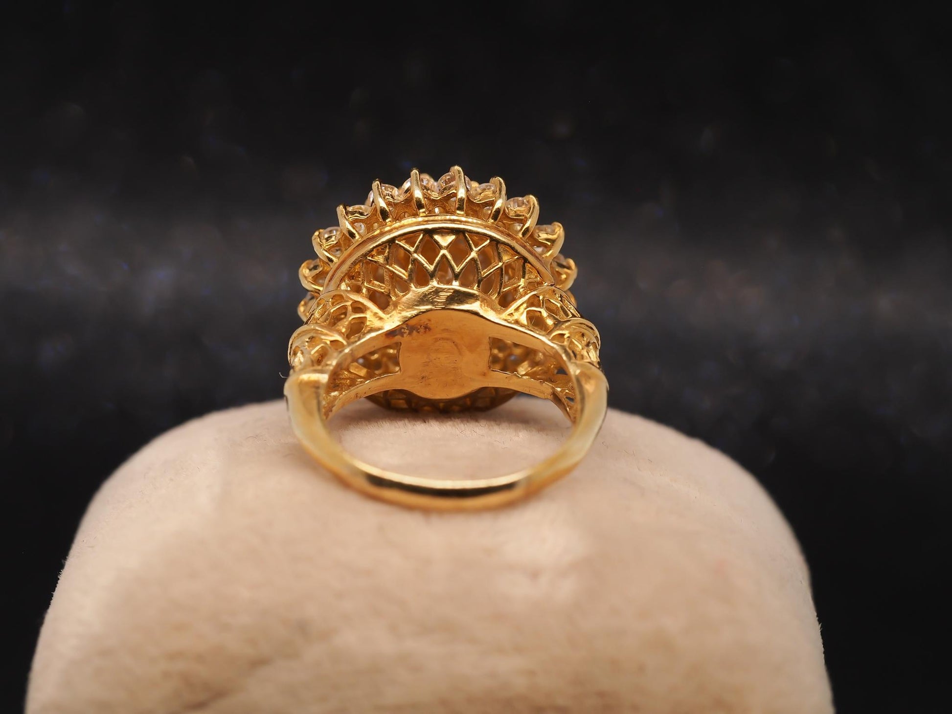 Estate 14K Yellow Gold Diamond Cluster Bombe Ring - VHK#915A