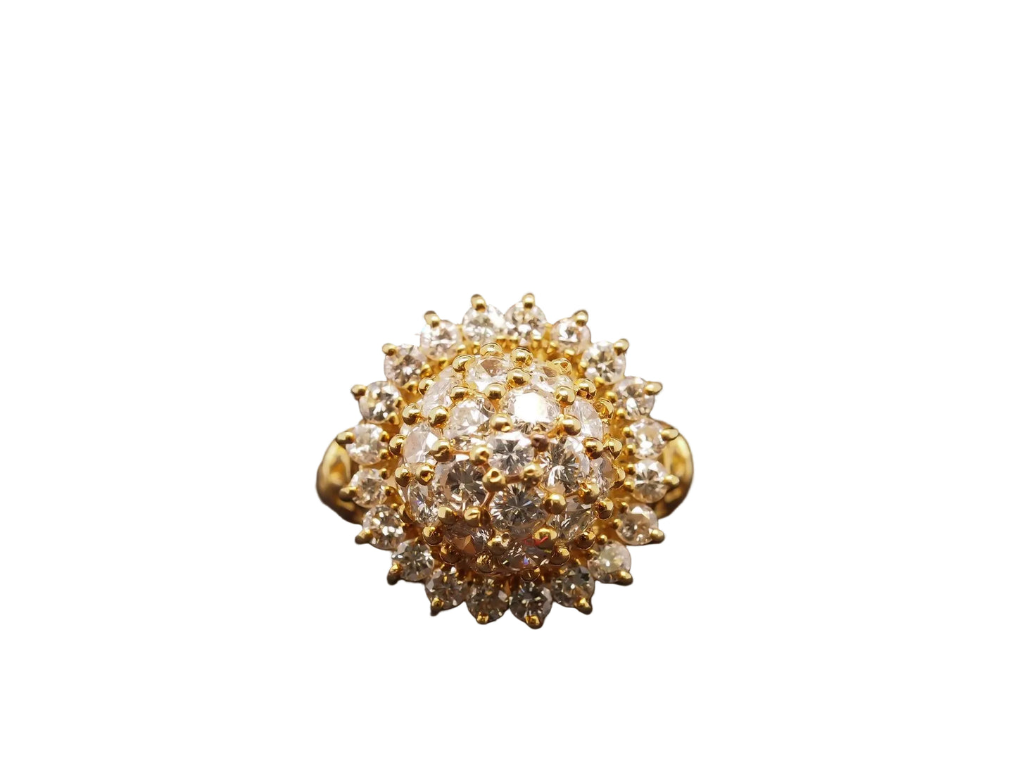 Estate 14K Yellow Gold Diamond Cluster Bombe Ring - VHK#915A