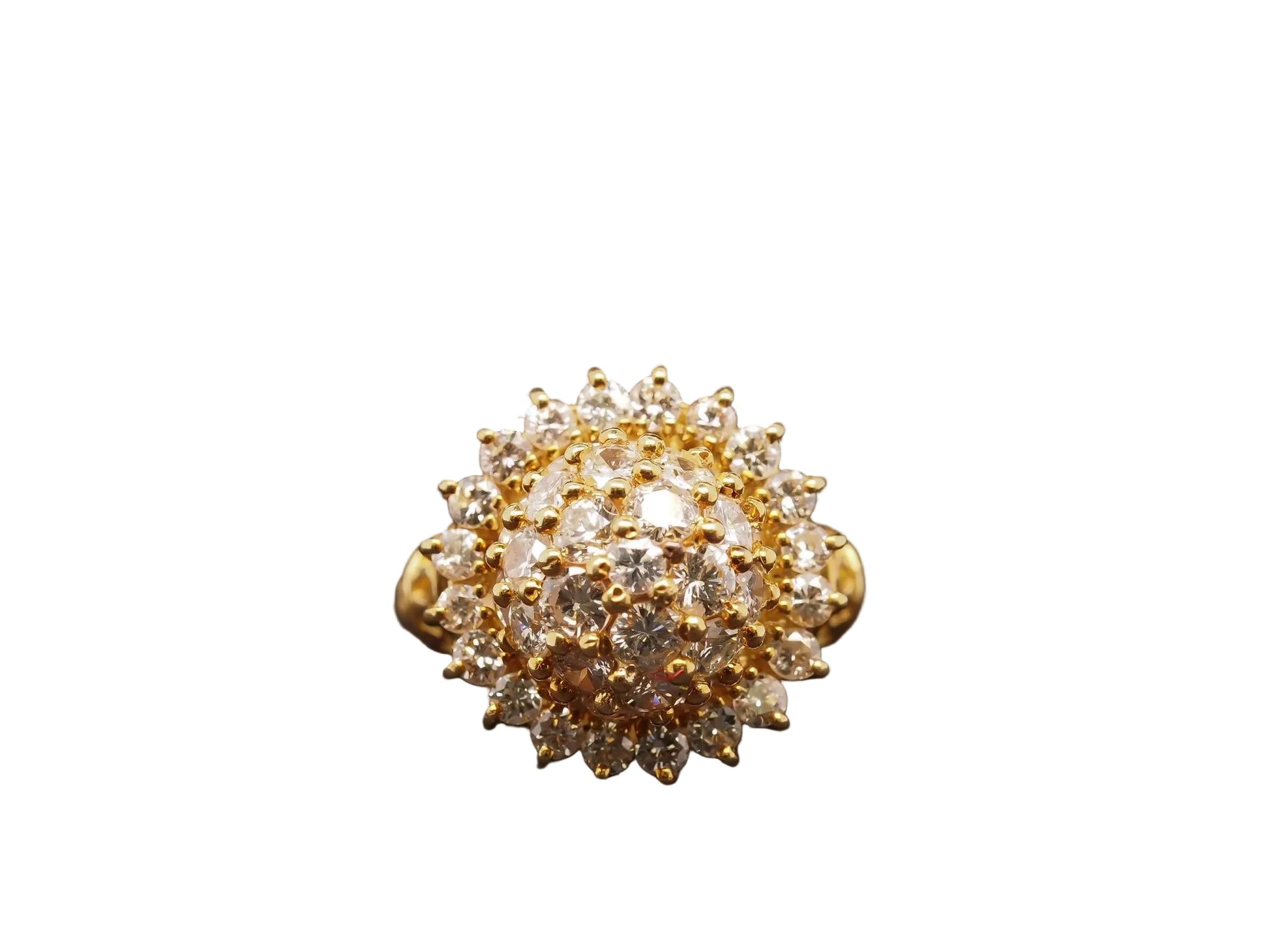Estate 14K Yellow Gold Diamond Cluster Bombe Ring - VHK#915A
