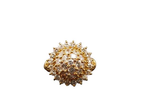 Estate 14K Yellow Gold Diamond Cluster Bombe Ring - VHK#915A