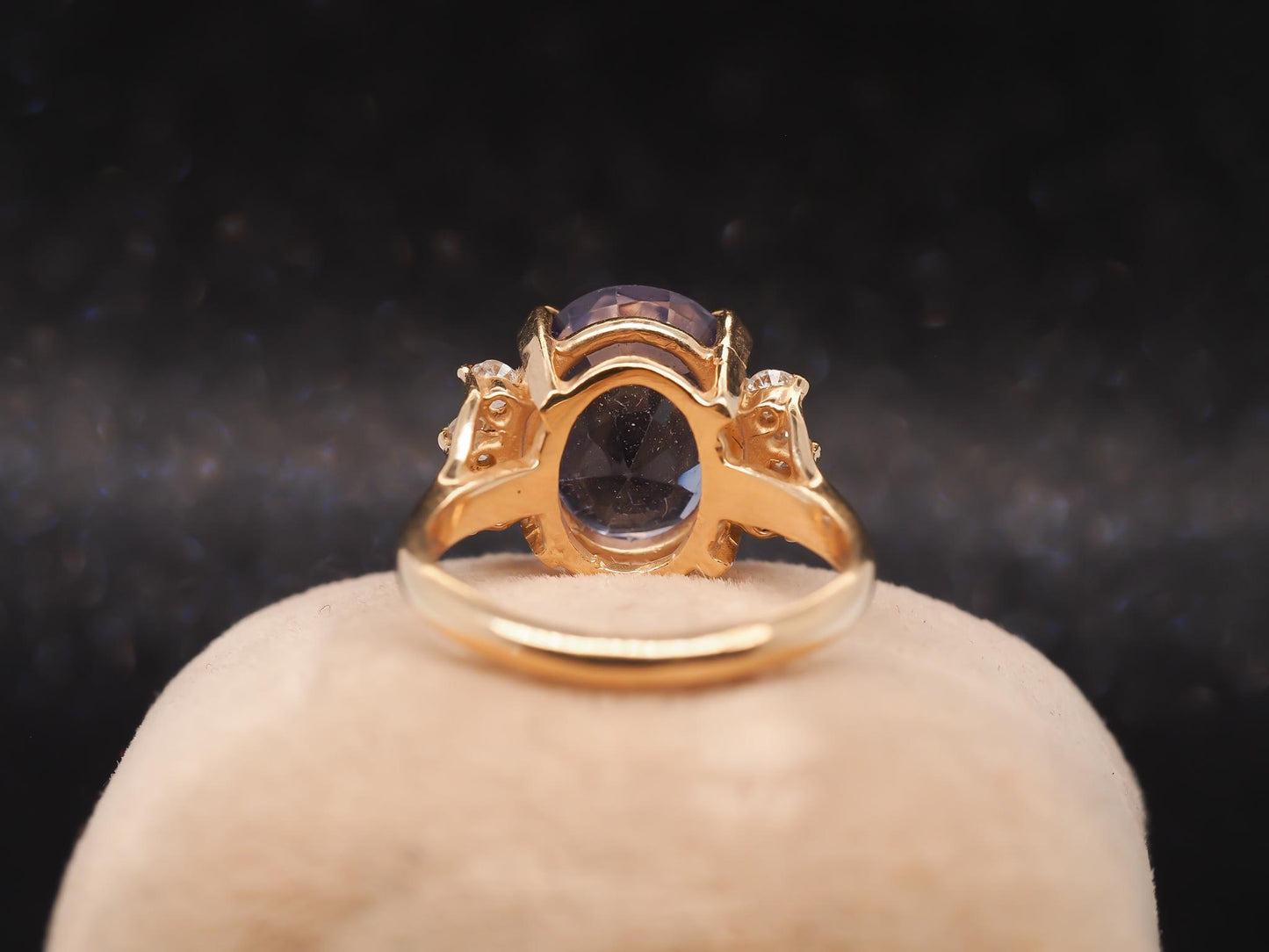 Estate 14K Yellow Gold 9ct Tanzanite and Diamond Ring - VHK#896A