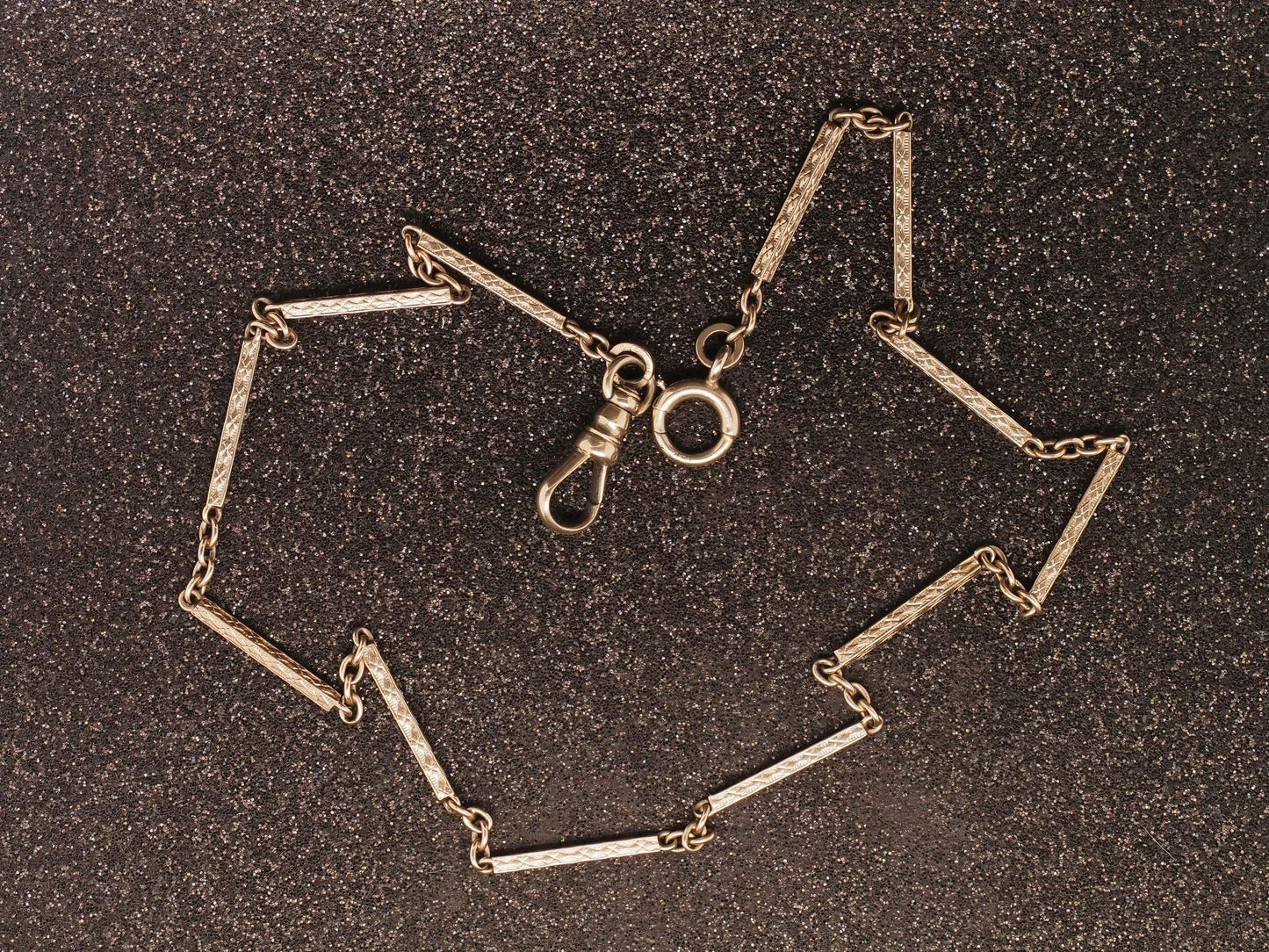 Estate Art Deco 14K White Gold Alternating Link Chain with Engraving - VHK#939A
