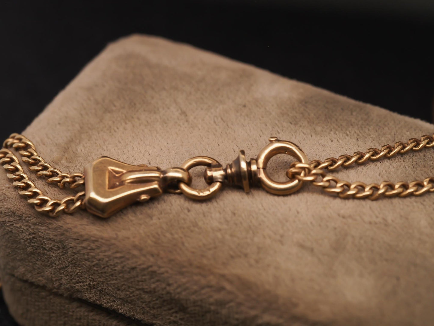 Title: Estate Antique 14K Yellow Gold Double Chain with Slider - VHK#946A