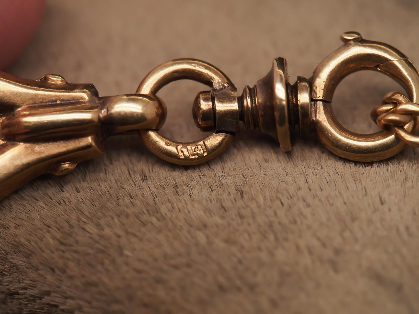 Title: Estate Antique 14K Yellow Gold Double Chain with Slider - VHK#946A
