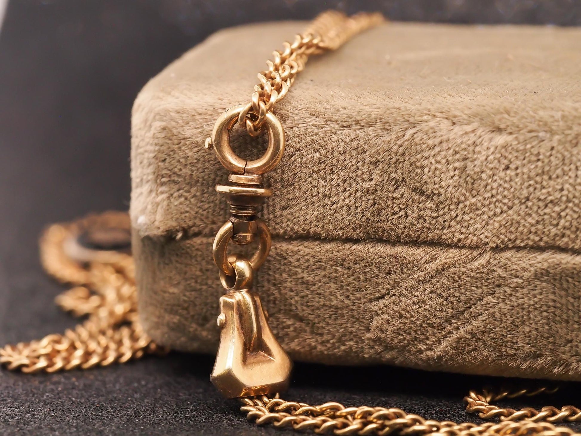 Title: Estate Antique 14K Yellow Gold Double Chain with Slider - VHK#946A