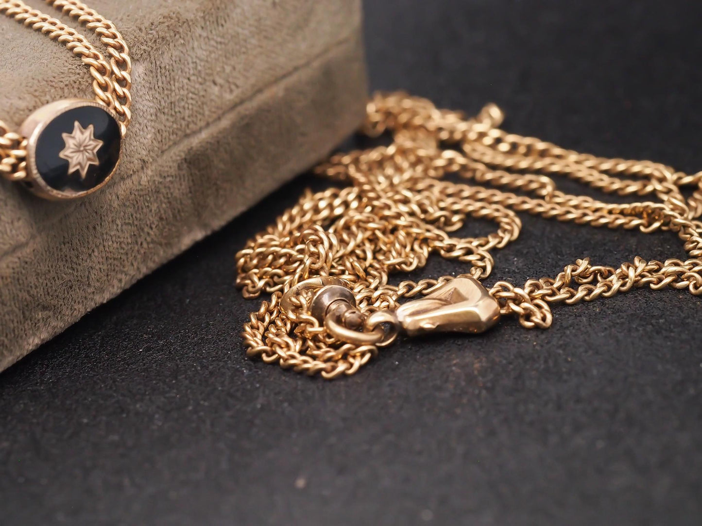 Title: Estate Antique 14K Yellow Gold Double Chain with Slider - VHK#946A