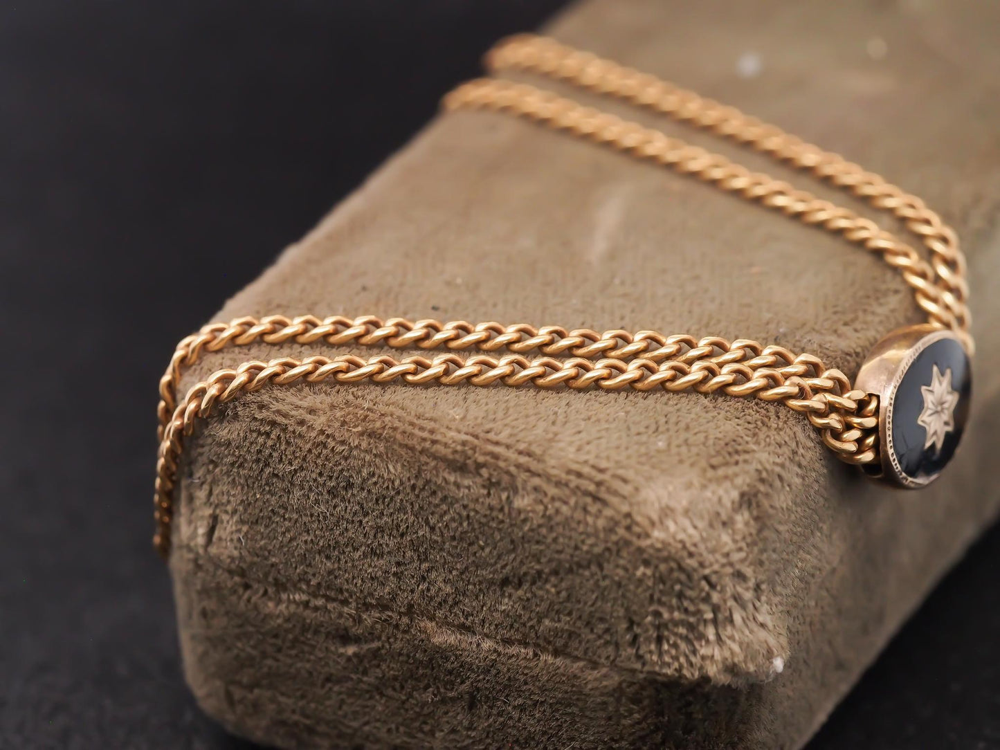 Title: Estate Antique 14K Yellow Gold Double Chain with Slider - VHK#946A