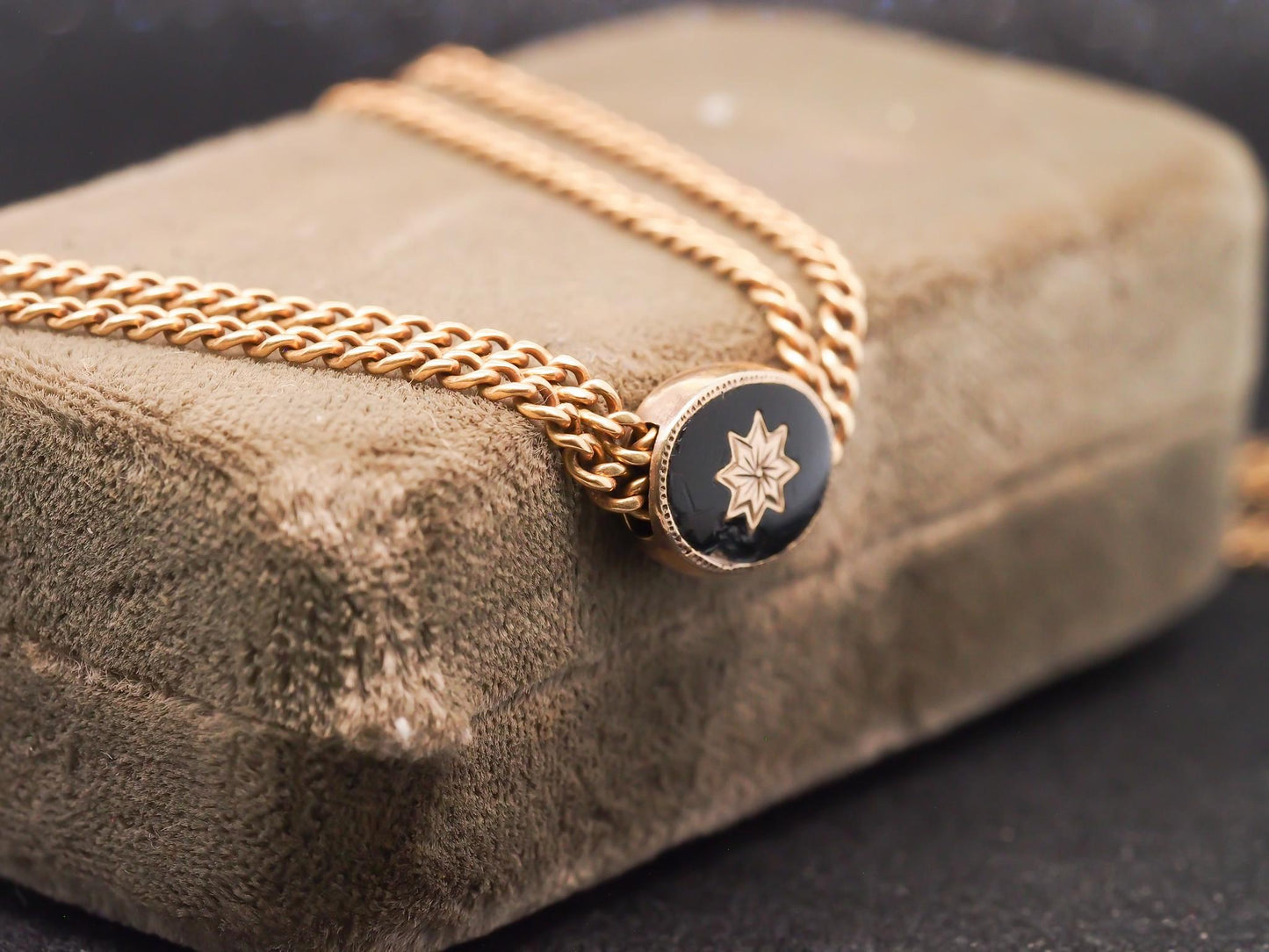 Title: Estate Antique 14K Yellow Gold Double Chain with Slider - VHK#946A