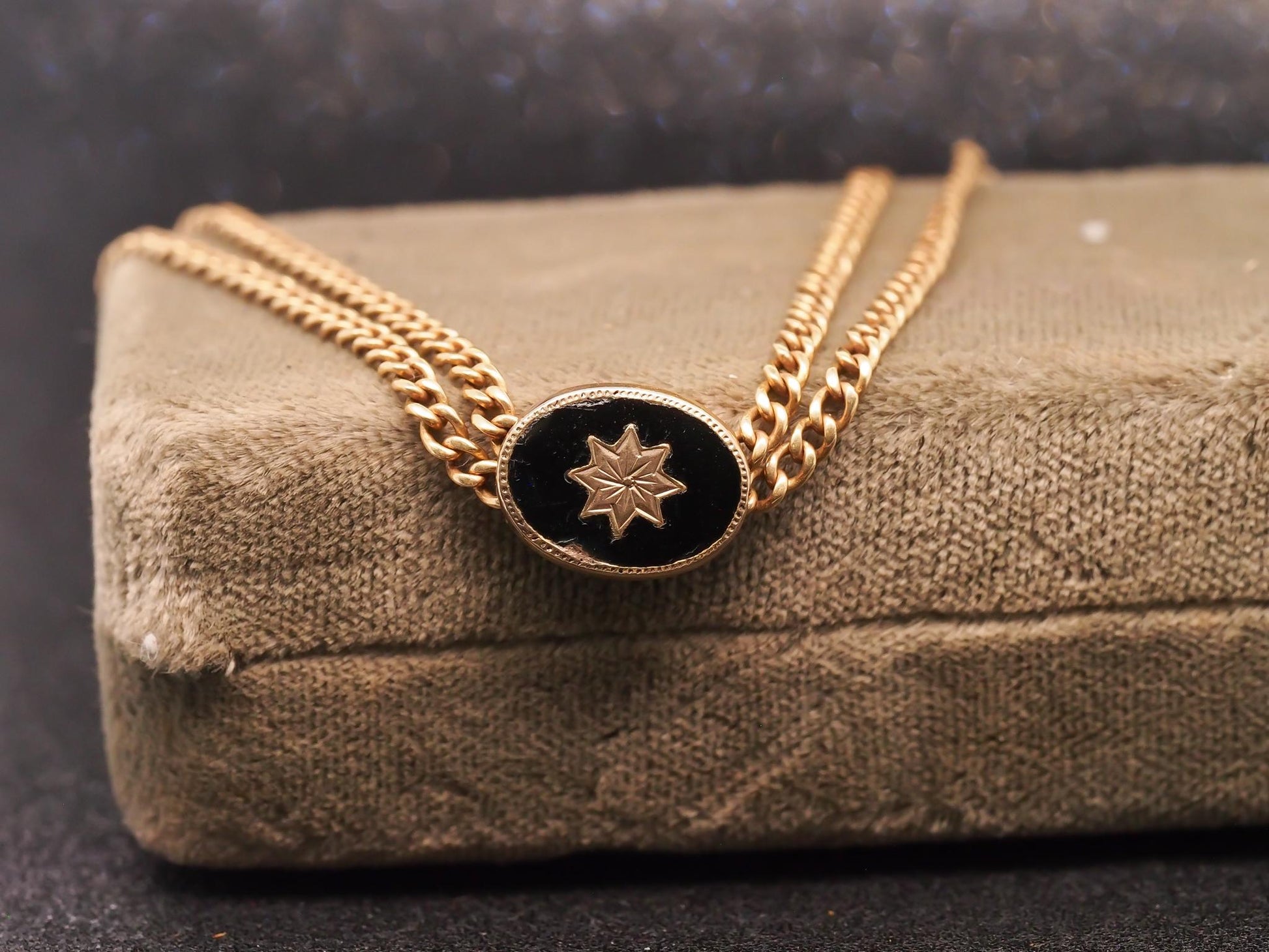 Title: Estate Antique 14K Yellow Gold Double Chain with Slider - VHK#946A
