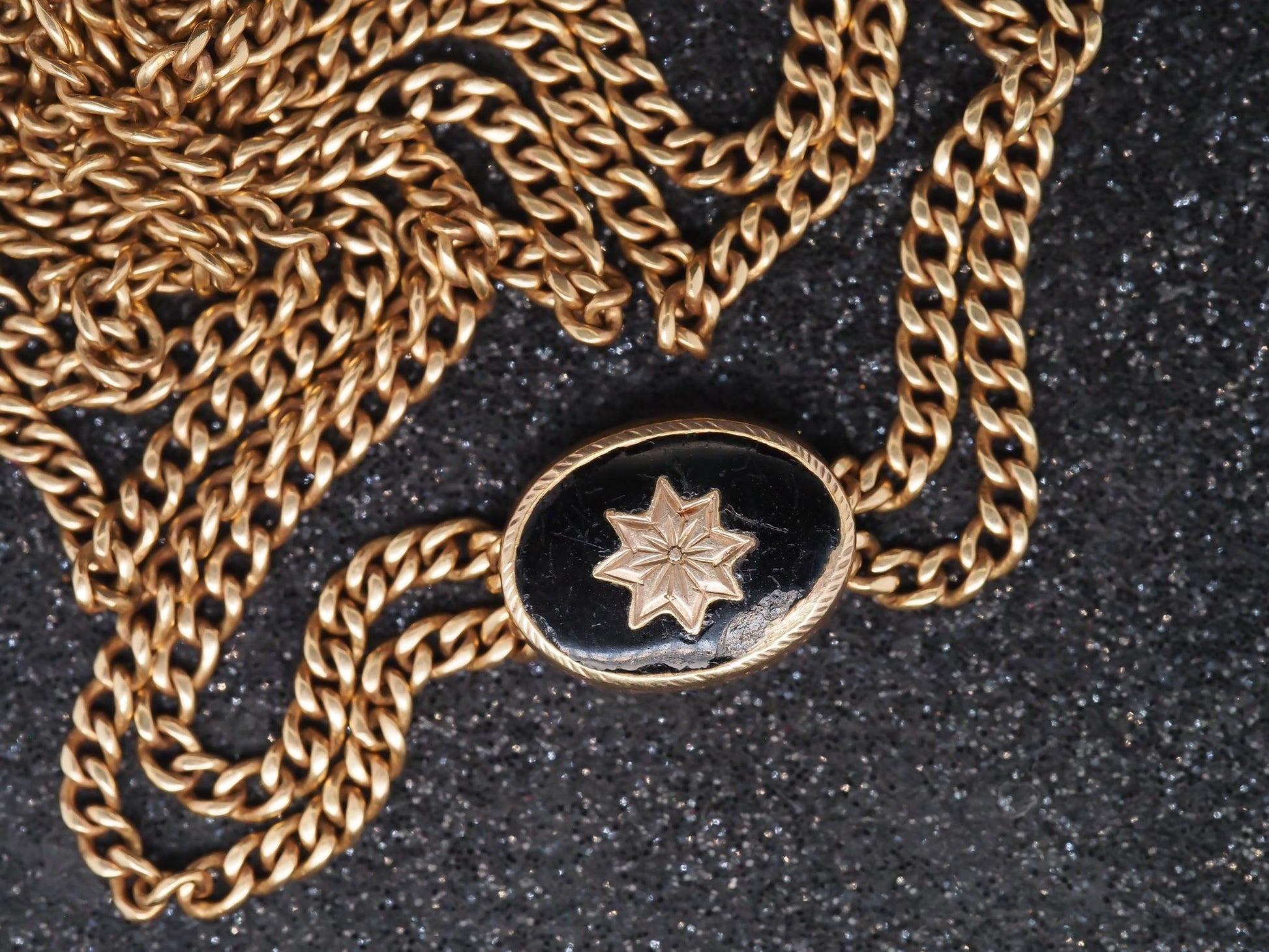 Title: Estate Antique 14K Yellow Gold Double Chain with Slider - VHK#946A
