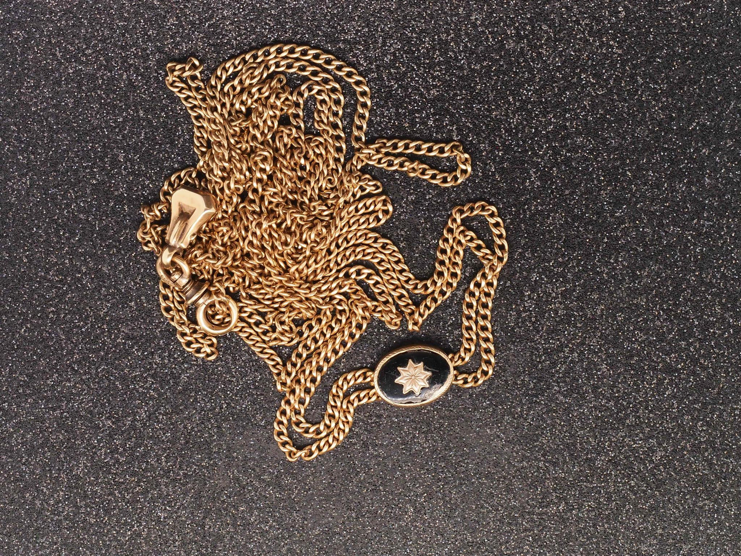 Title: Estate Antique 14K Yellow Gold Double Chain with Slider - VHK#946A