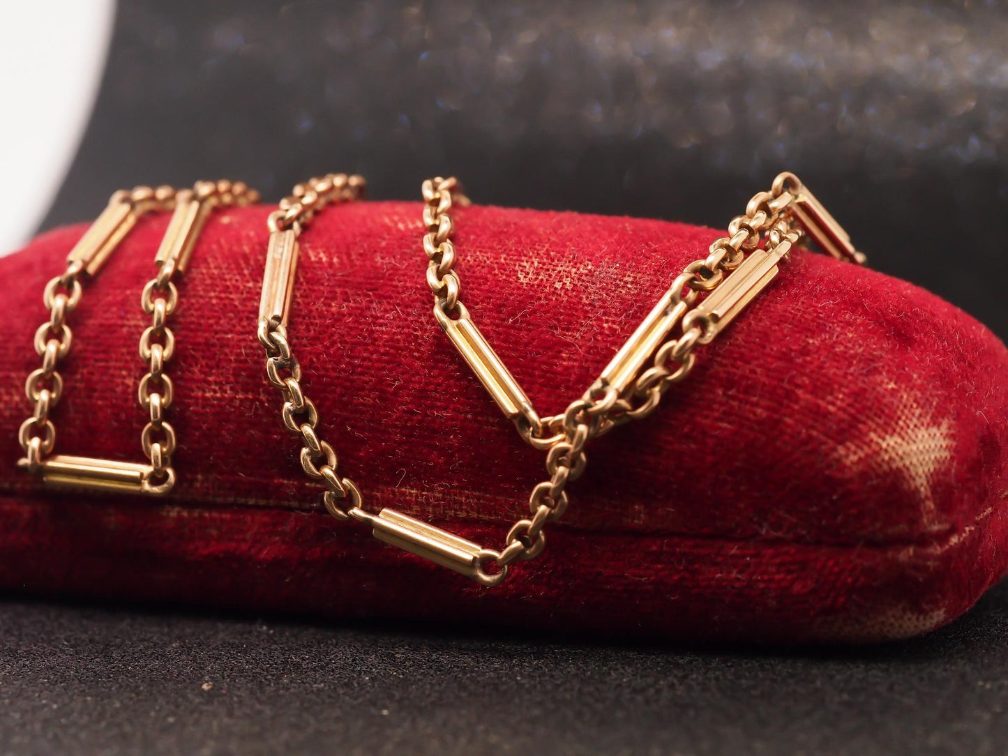 Estate Vintage 14K Yellow Gold Alternating Link Chain - VHK#947A