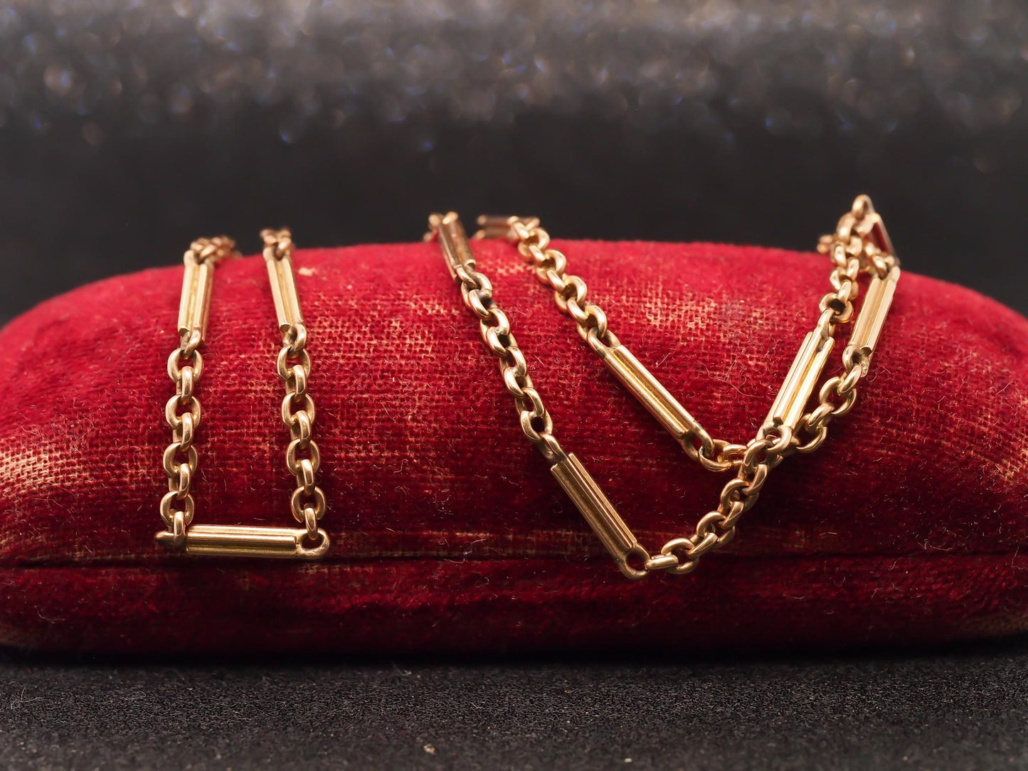 Estate Vintage 14K Yellow Gold Alternating Link Chain - VHK#947A