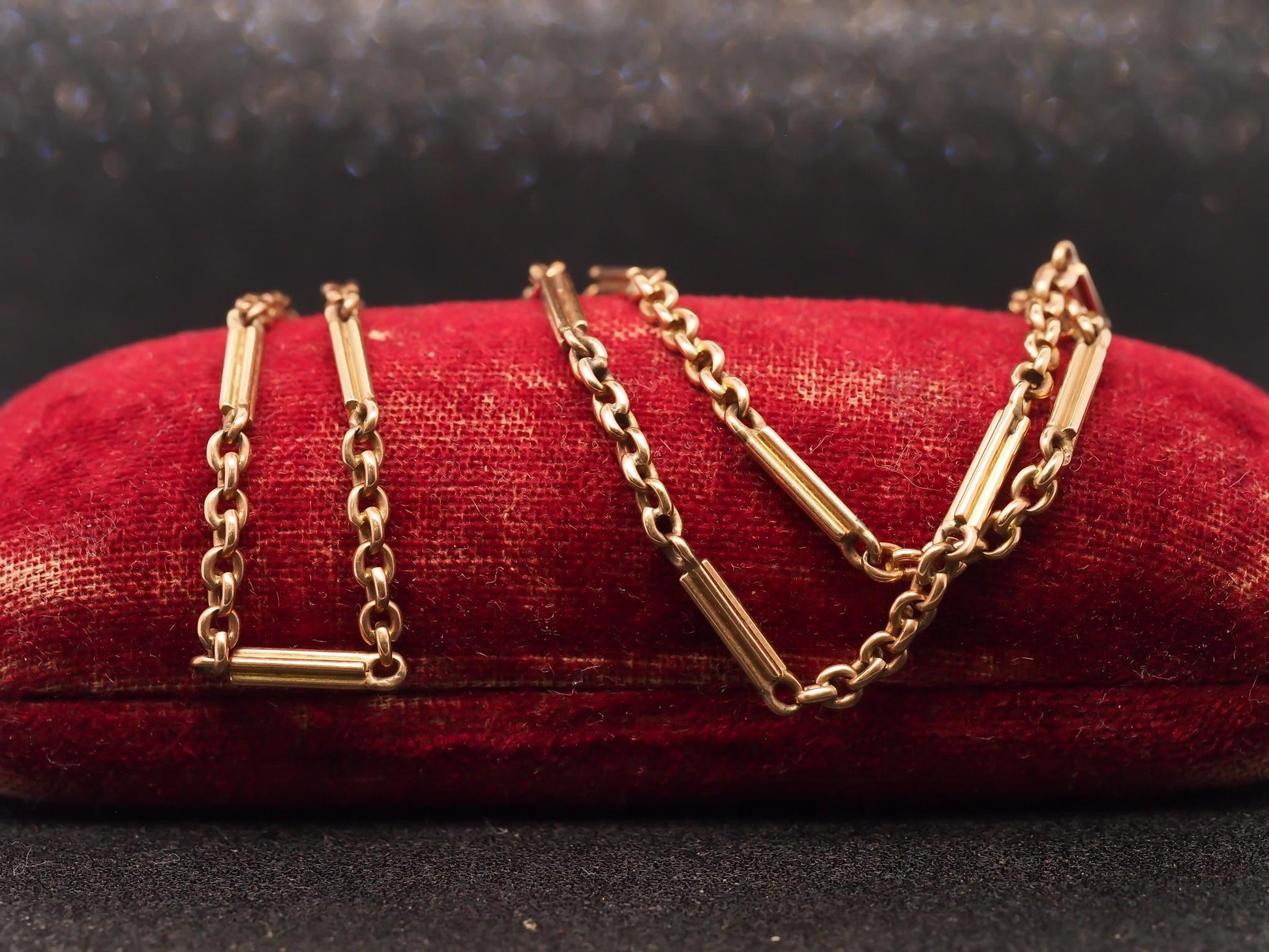 Estate Vintage 14K Yellow Gold Alternating Link Chain - VHK#947A