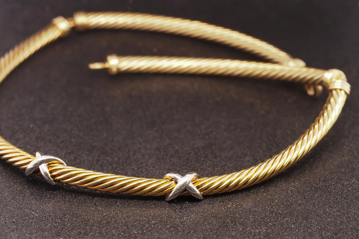 Estate 14K Yellow Gold David Yurman X Choker Necklace - VHK#967a