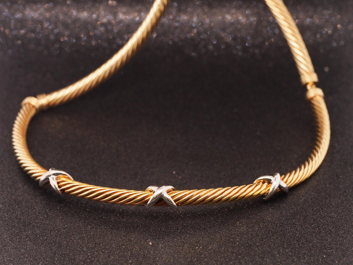 Estate 14K Yellow Gold David Yurman X Choker Necklace - VHK#967a