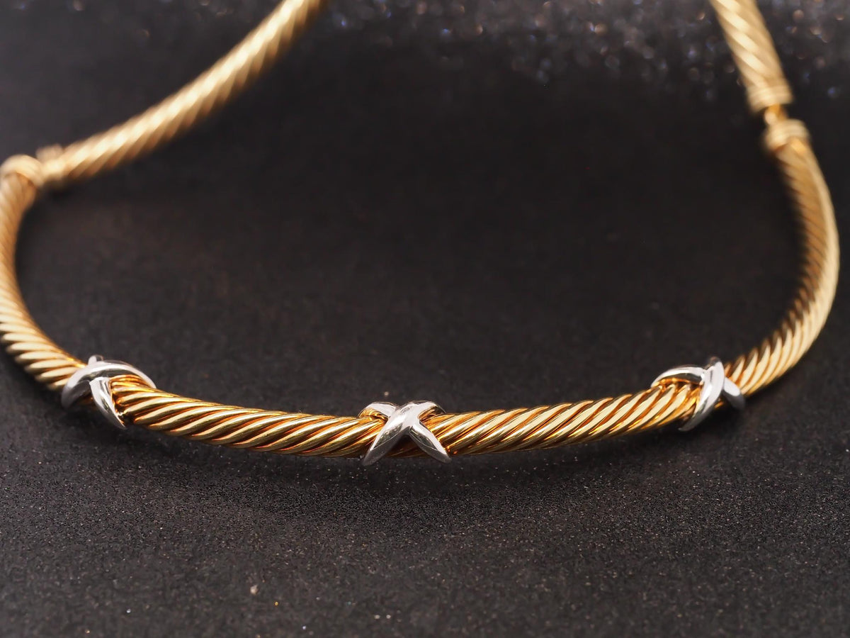 Estate 14K Yellow Gold David Yurman X Choker Necklace - VHK#967a