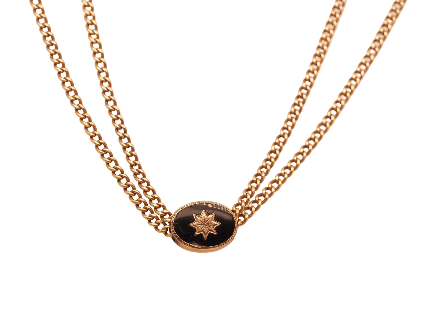 Title: Estate Antique 14K Yellow Gold Double Chain with Slider - VHK#946A