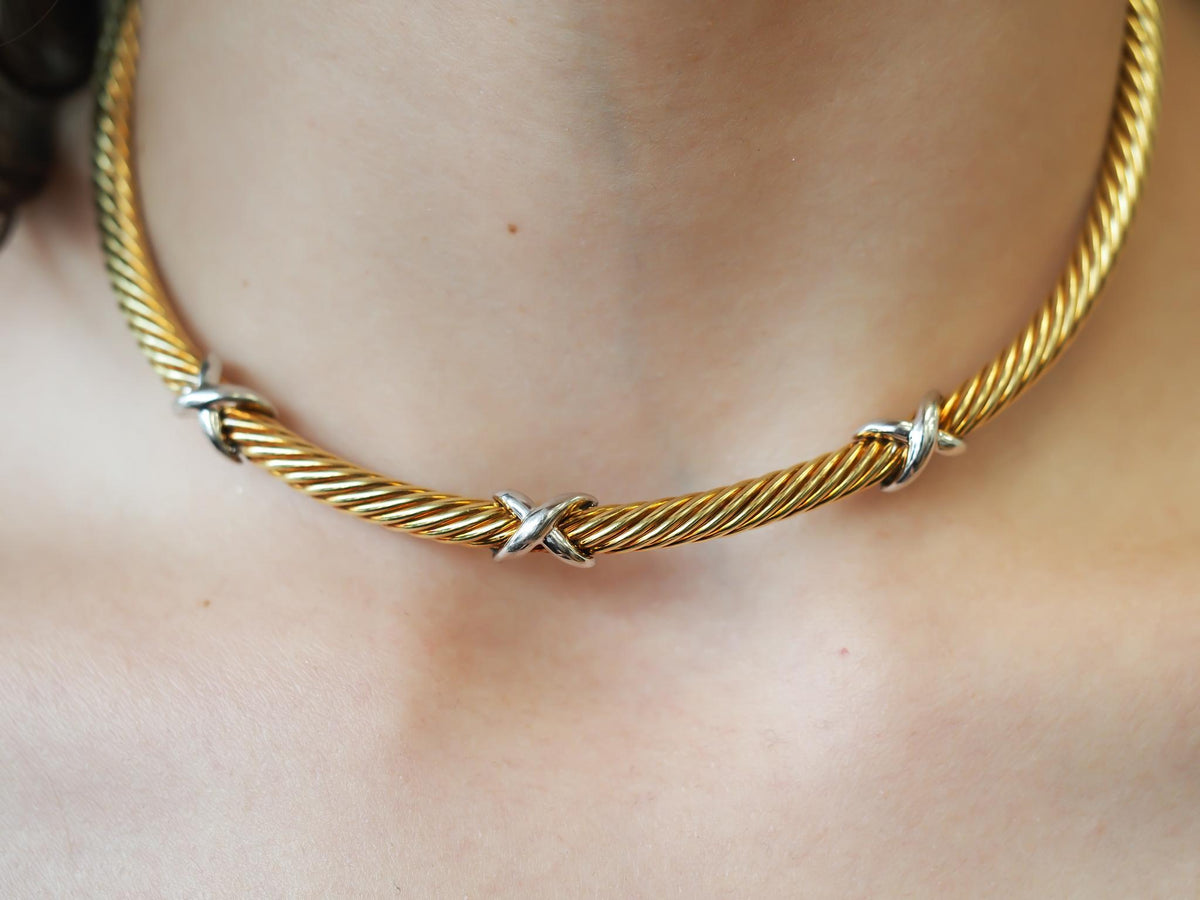Estate 14K Yellow Gold David Yurman X Choker Necklace - VHK#967a