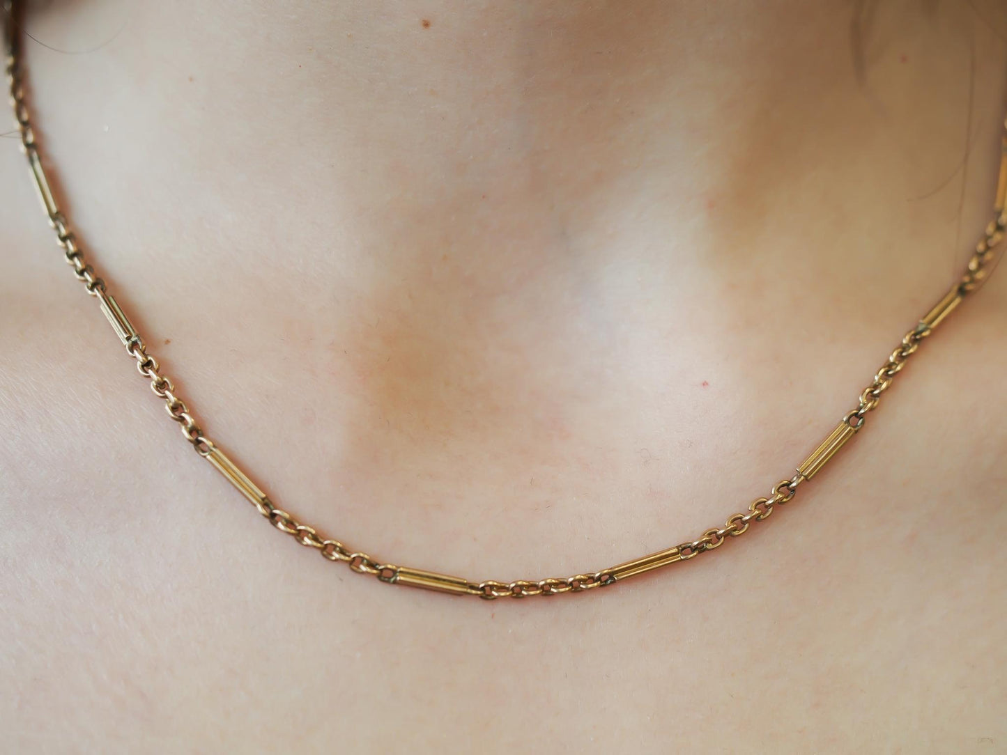 Estate Vintage 14K Yellow Gold Alternating Link Chain - VHK#947A