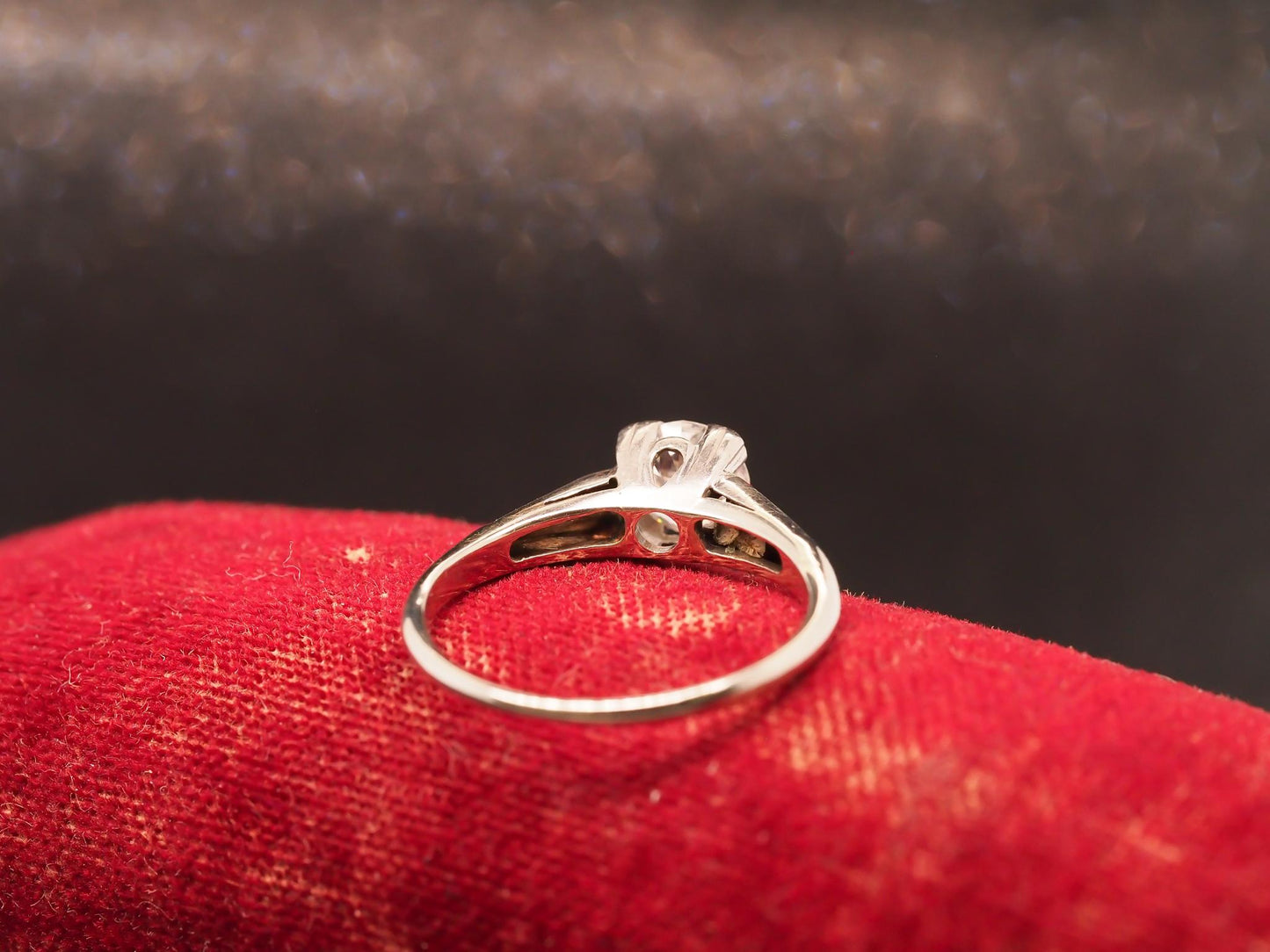 Estate Art Deco Palladium .70ct Old European Cut Diamond Engagement Ring