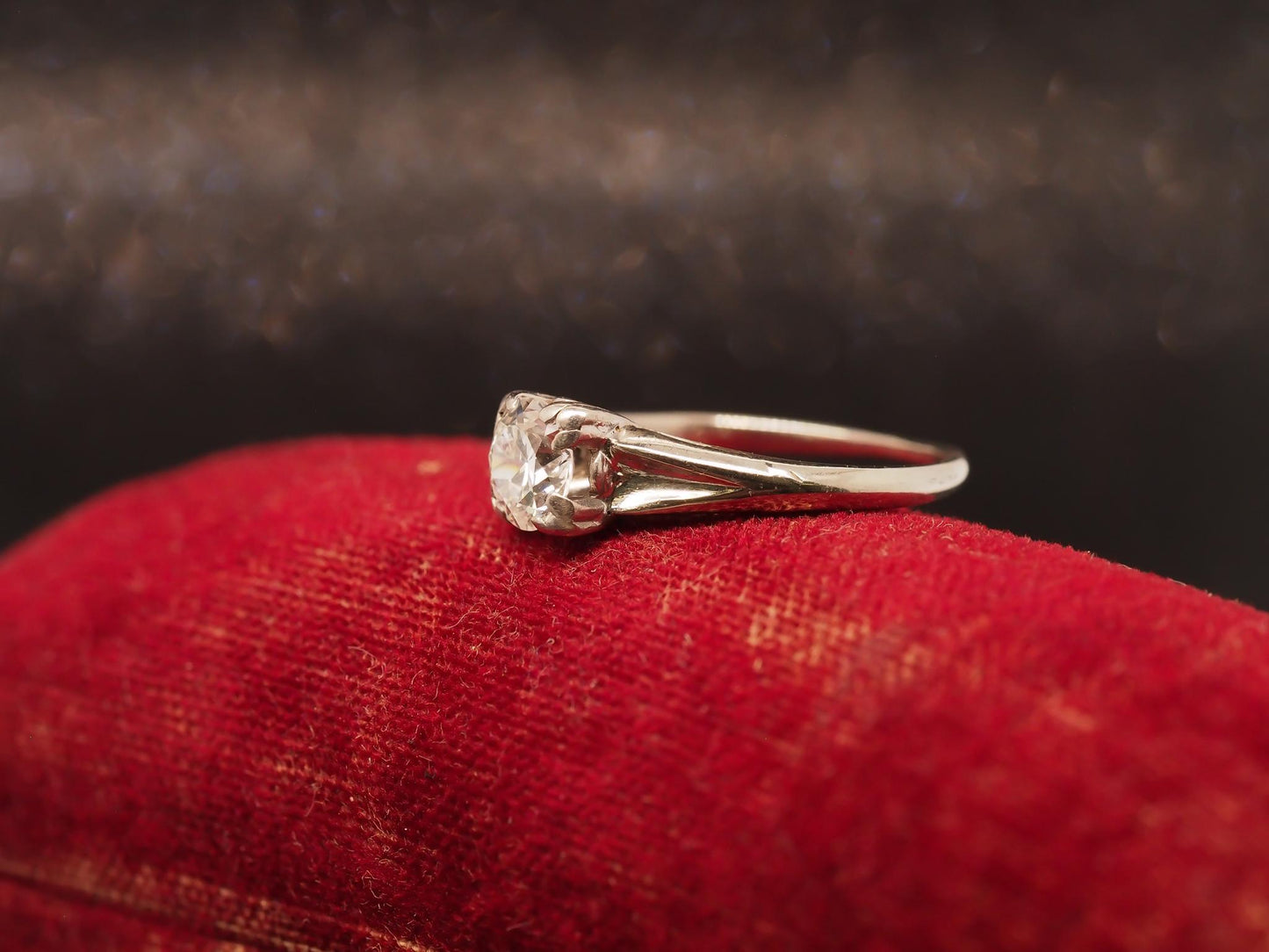 Estate Art Deco Palladium .70ct Old European Cut Diamond Engagement Ring