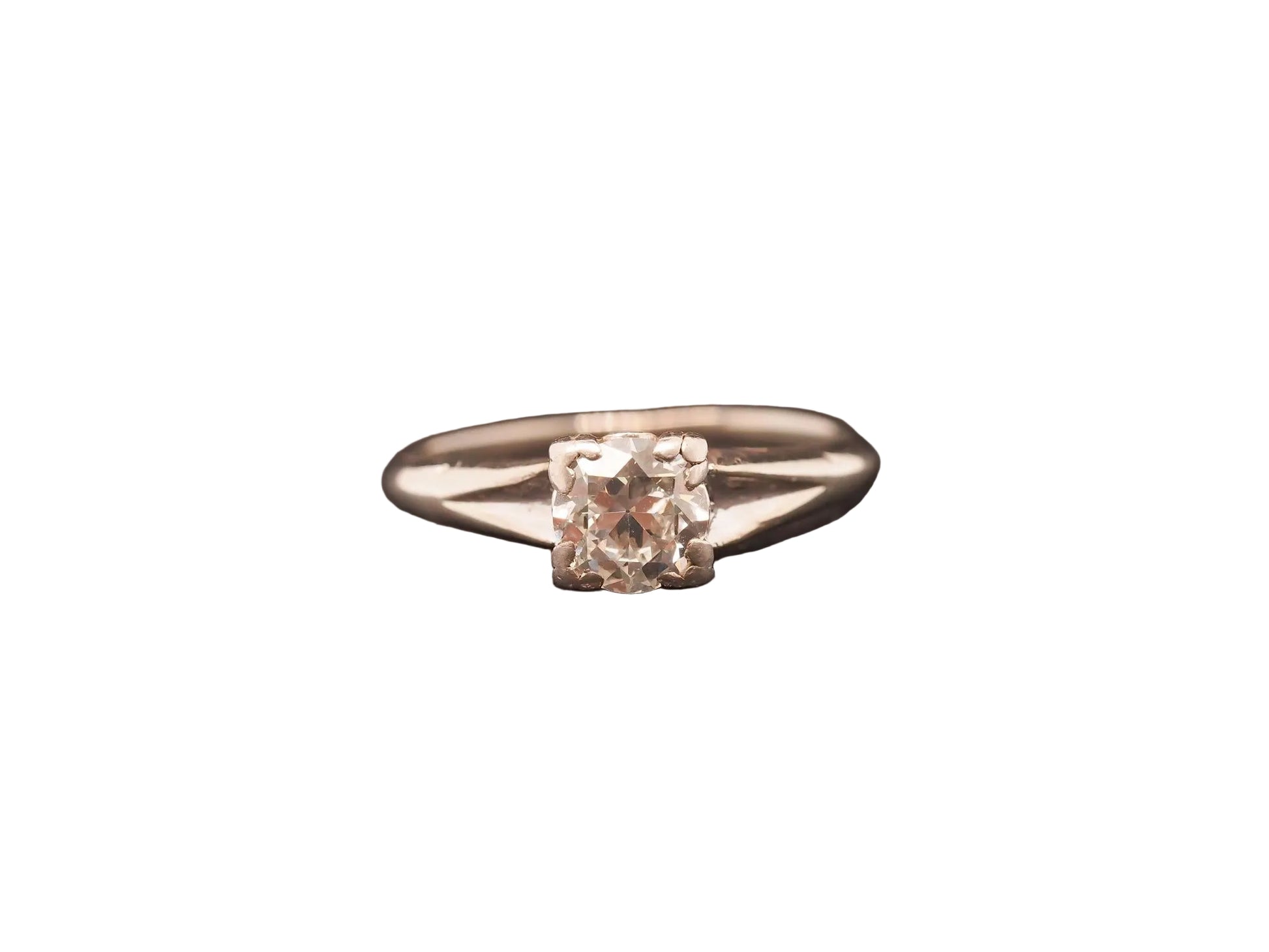 Estate Art Deco Palladium .70ct Old European Cut Diamond Engagement Ring