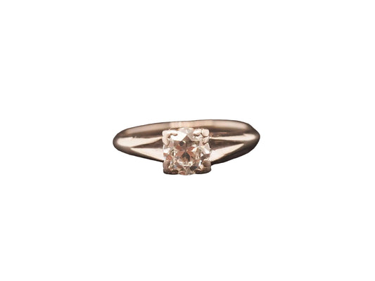 Estate Art Deco Palladium .70ct Old European Cut Diamond Engagement Ring