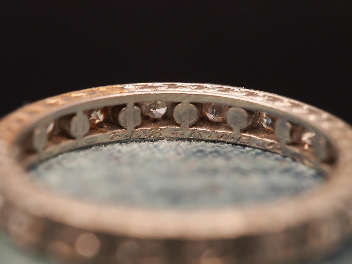 Estate Art Deco Platinum Eternity Band with Engraving - VHK#1014