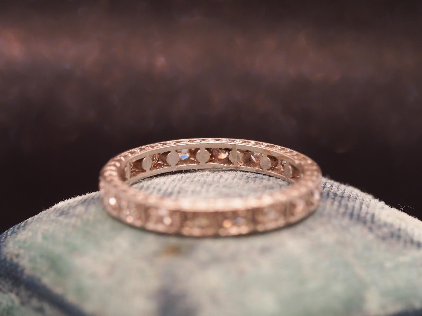 Estate Art Deco Platinum Eternity Band with Engraving - VHK#1014