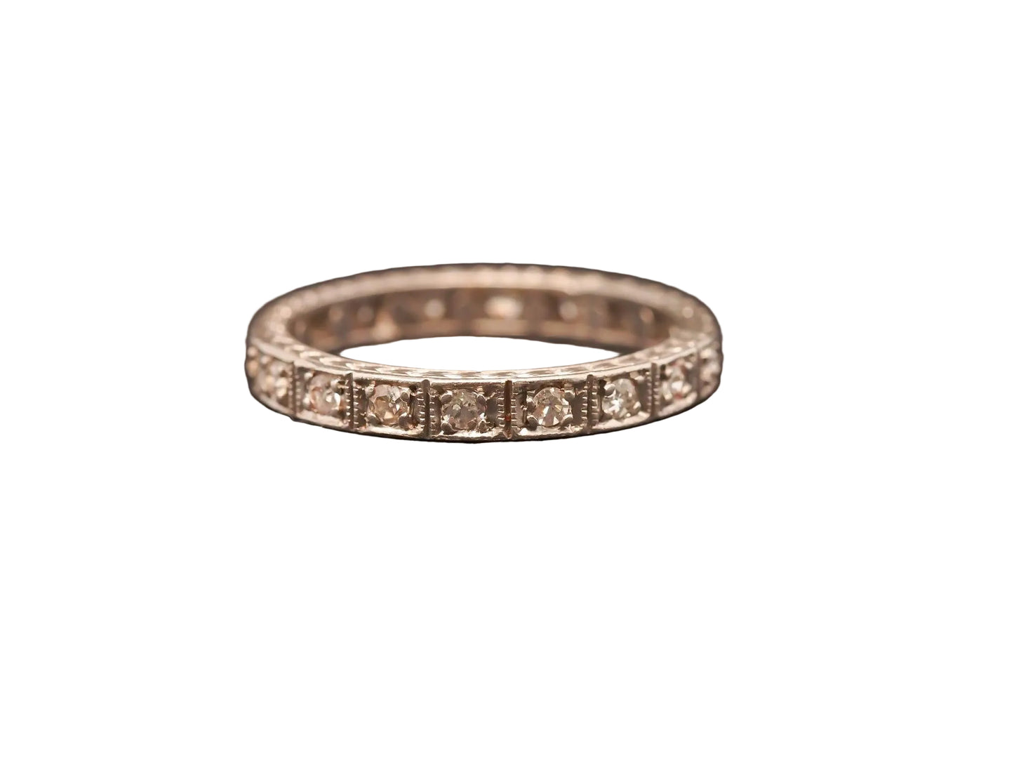 Estate Art Deco Platinum Eternity Band with Engraving - VHK#1014