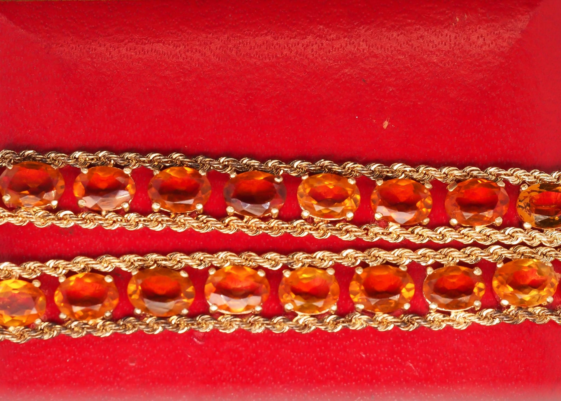 Estate Vintage 14K Yellow Gold Orange Citrine Bracelet - VHK#1022