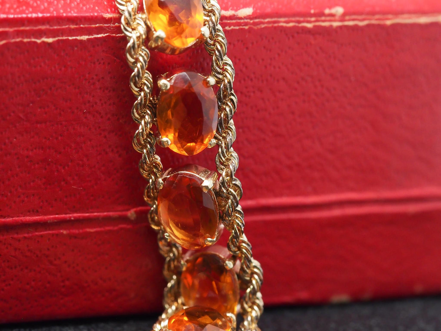 Estate Vintage 14K Yellow Gold Orange Citrine Bracelet - VHK#1022