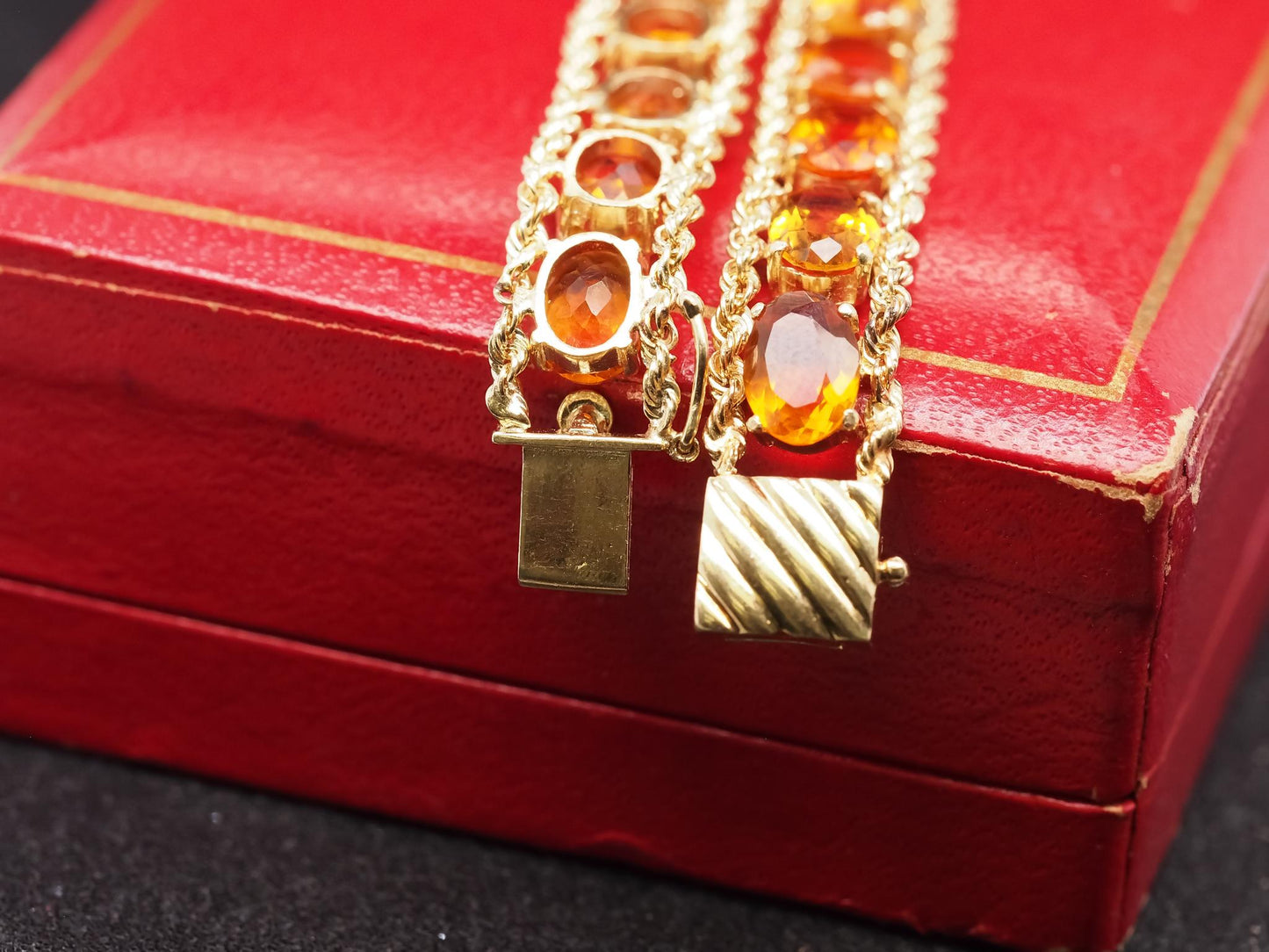 Estate Vintage 14K Yellow Gold Orange Citrine Bracelet - VHK#1022