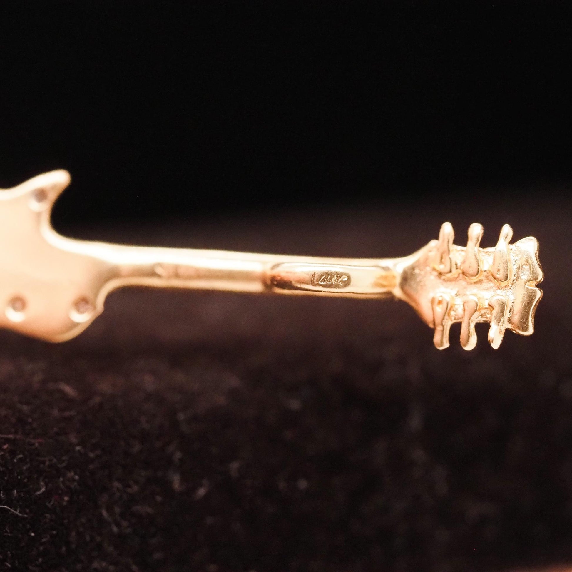Vintage 14K Yellow Gold Diamond Guitar Pendant - VHK#666