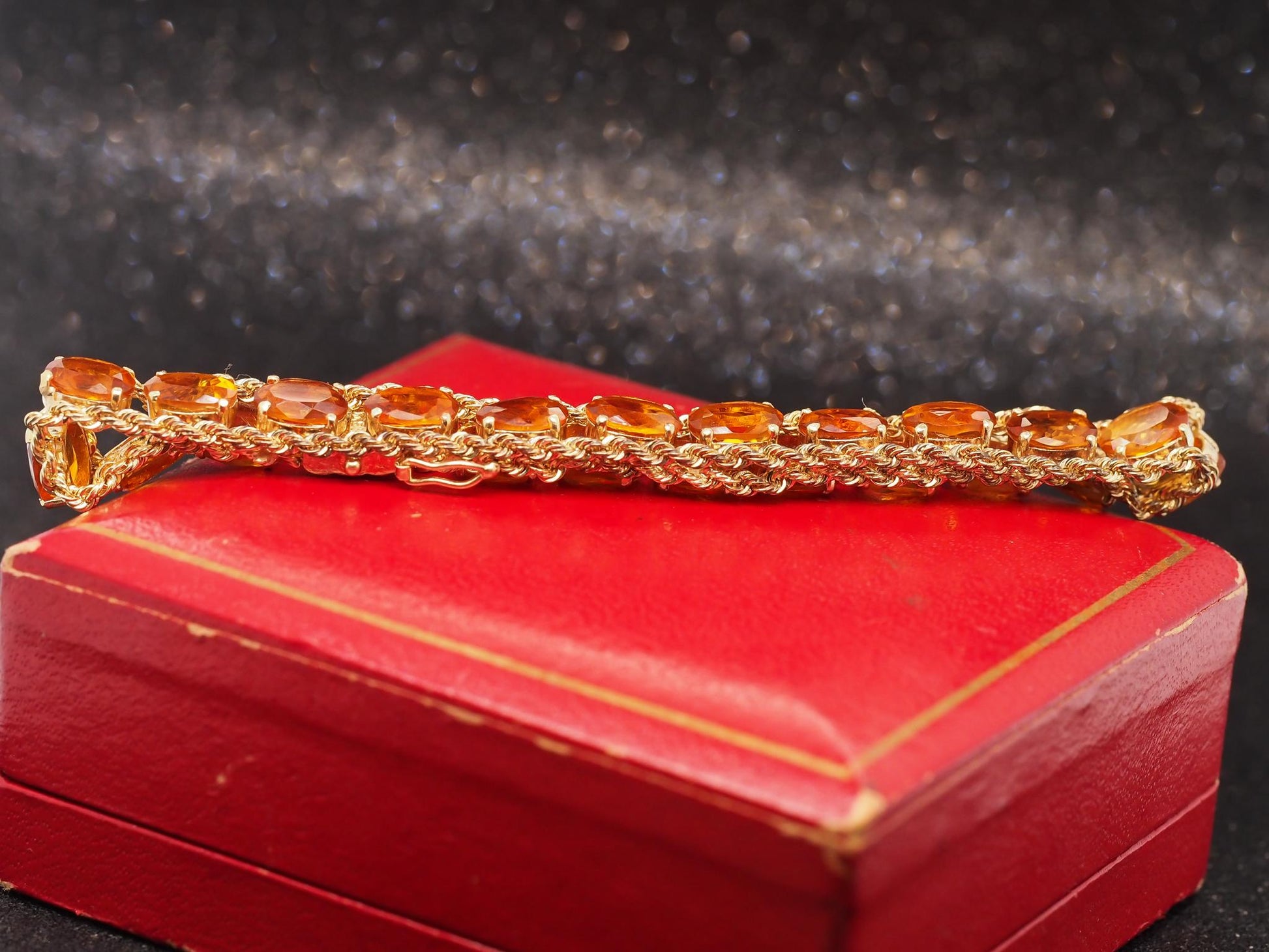 Estate Vintage 14K Yellow Gold Orange Citrine Bracelet - VHK#1022