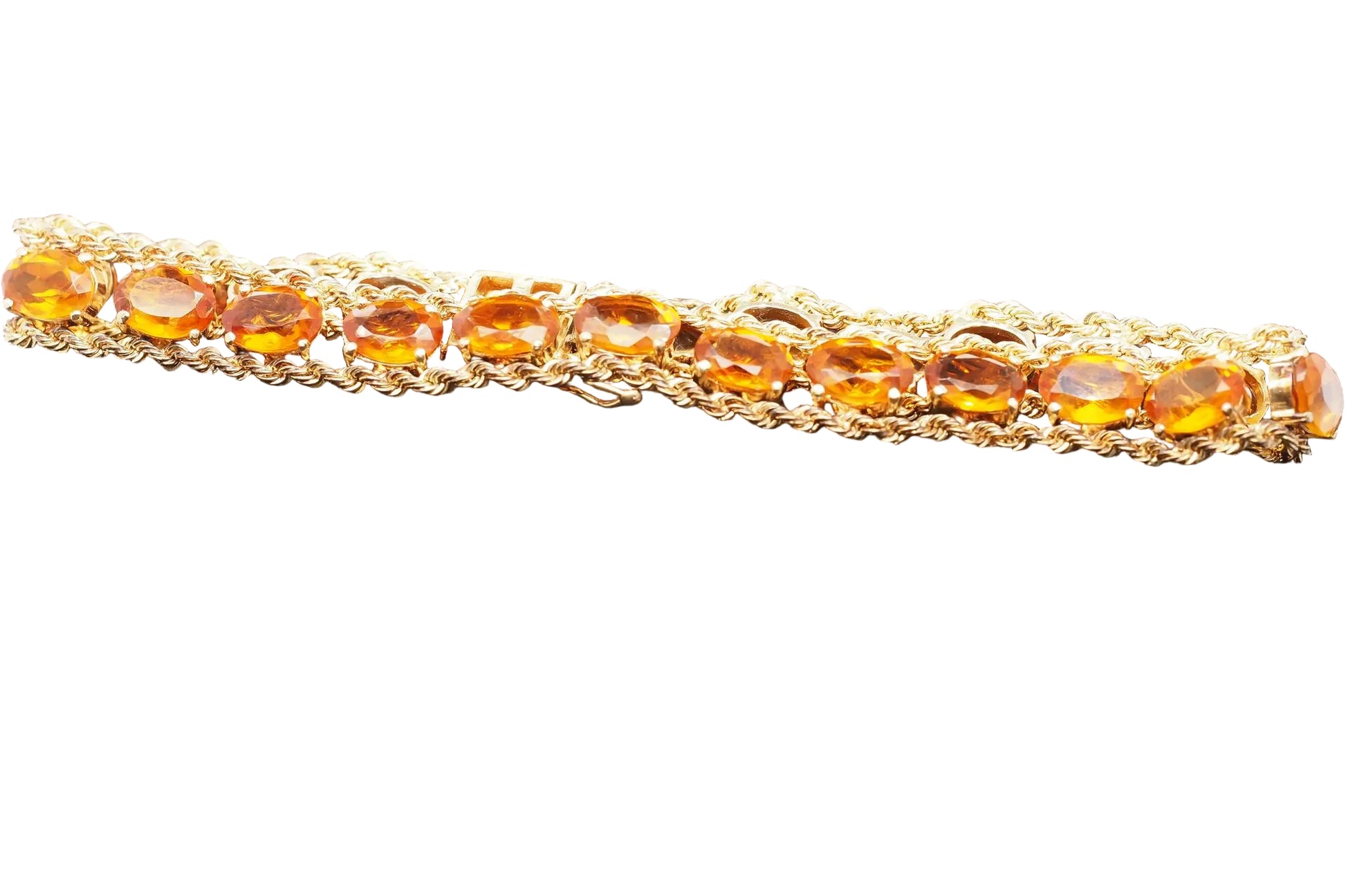 Estate Vintage 14K Yellow Gold Orange Citrine Bracelet - VHK#1022