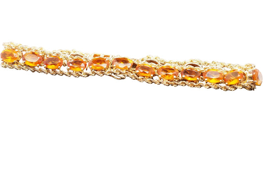 Estate Vintage 14K Yellow Gold Orange Citrine Bracelet - VHK#1022