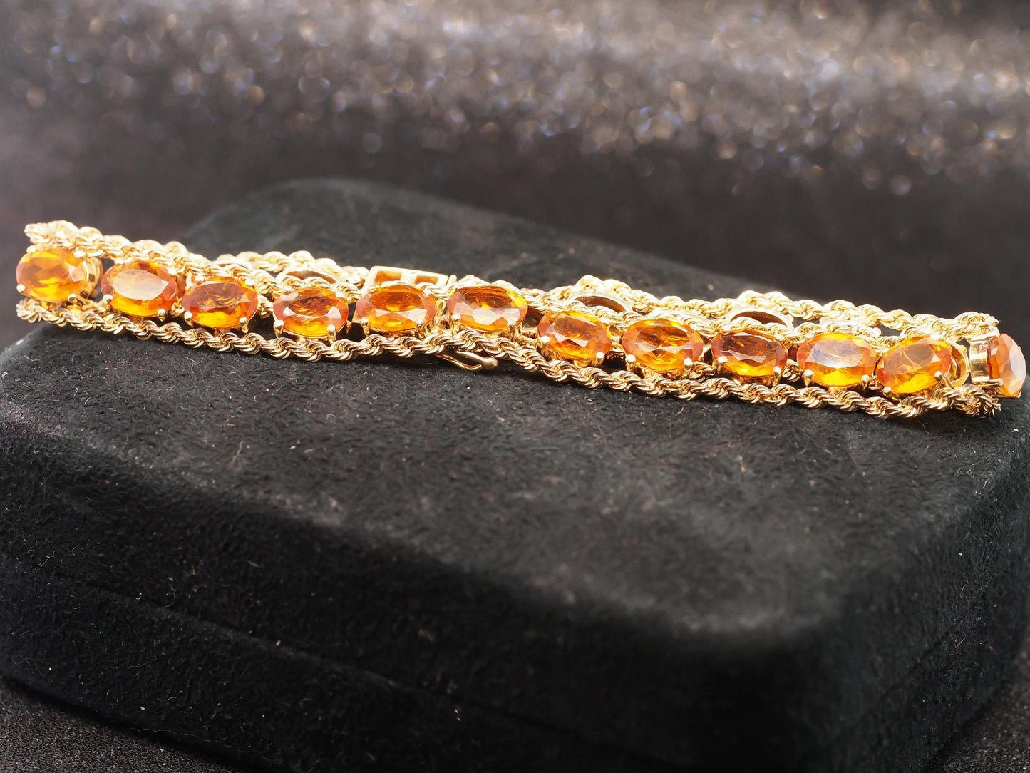 Estate Vintage 14K Yellow Gold Orange Citrine Bracelet - VHK#1022