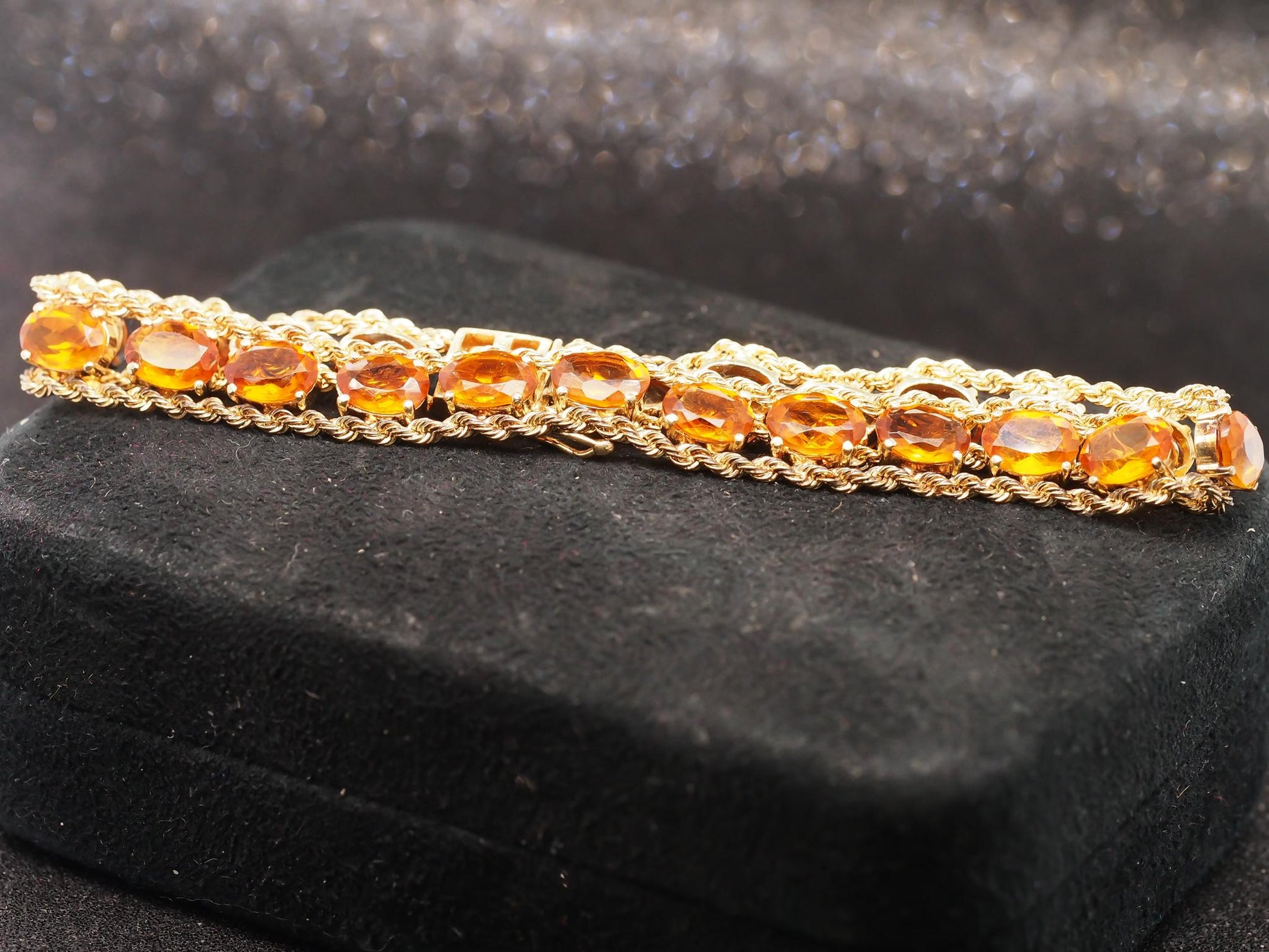 Estate Vintage 14K Yellow Gold Orange Citrine Bracelet - VHK#1022