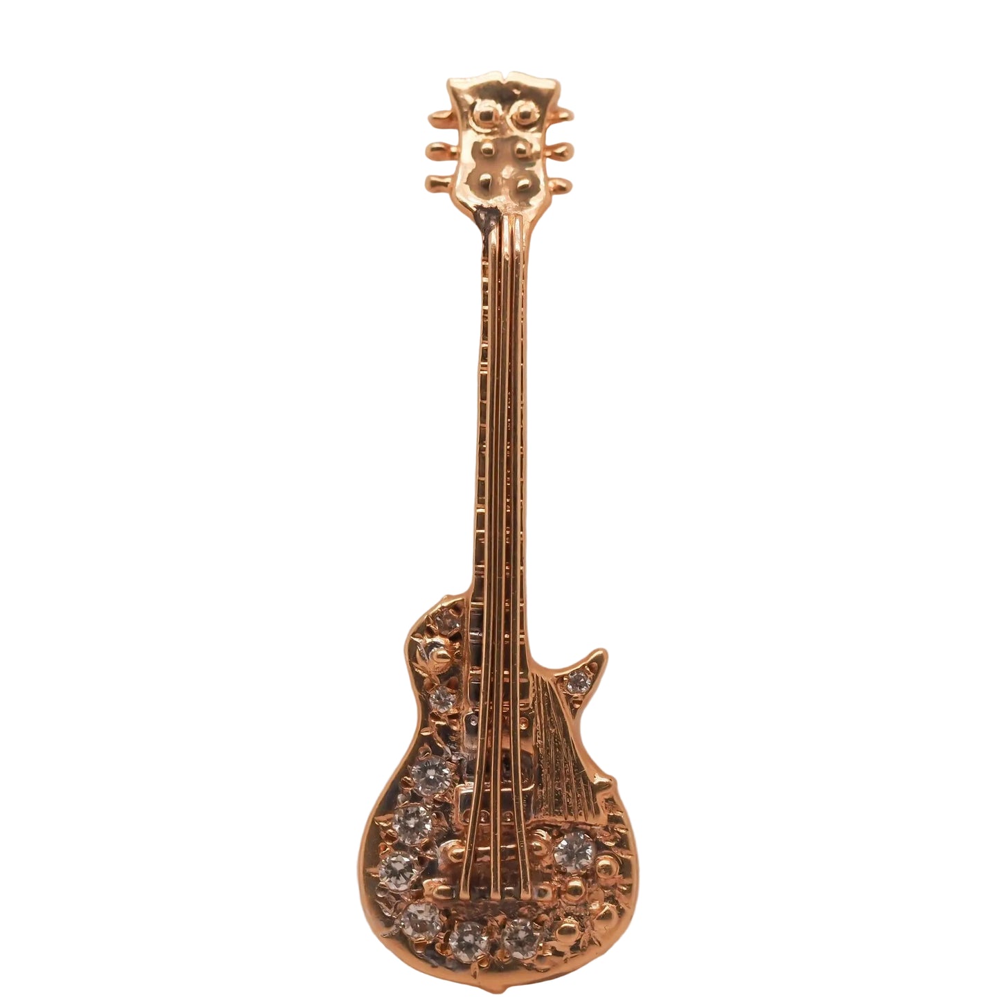 Vintage 14K Yellow Gold Diamond Guitar Pendant - VHK#666