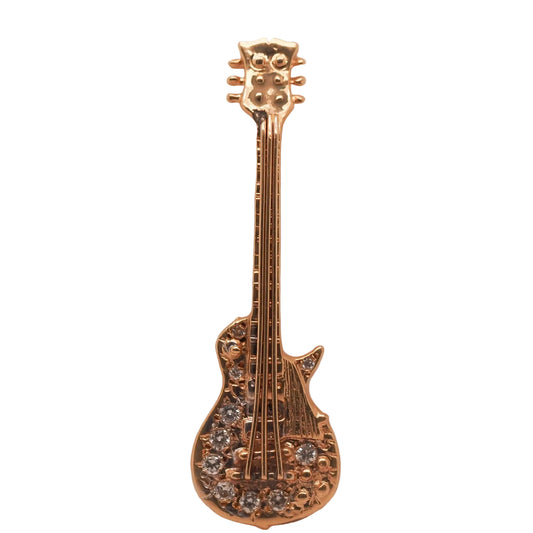 Vintage 14K Yellow Gold Diamond Guitar Pendant - VHK#666