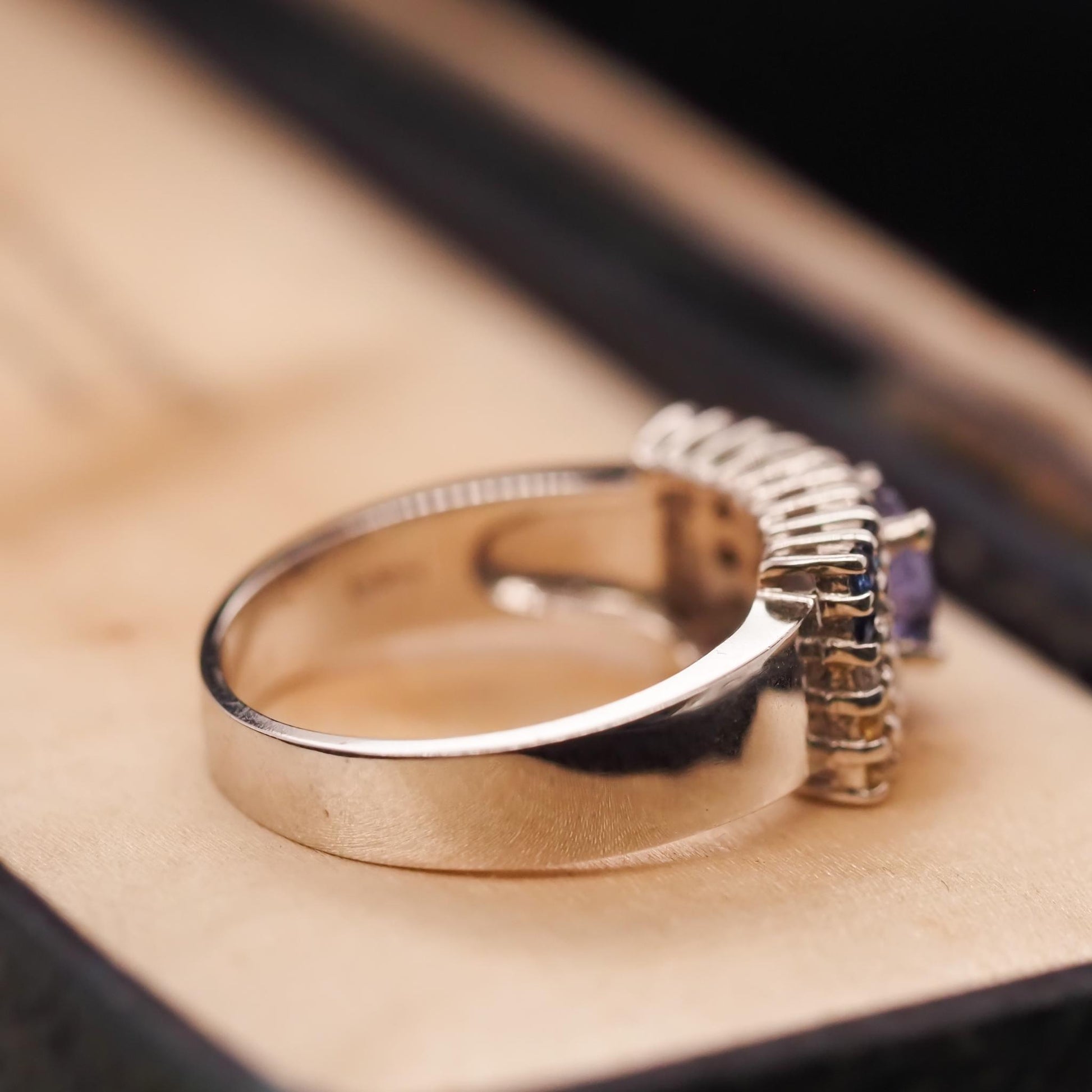 14K White Gold Multi Gem Stone and Diamond Cocktail Ring - VHK#668
