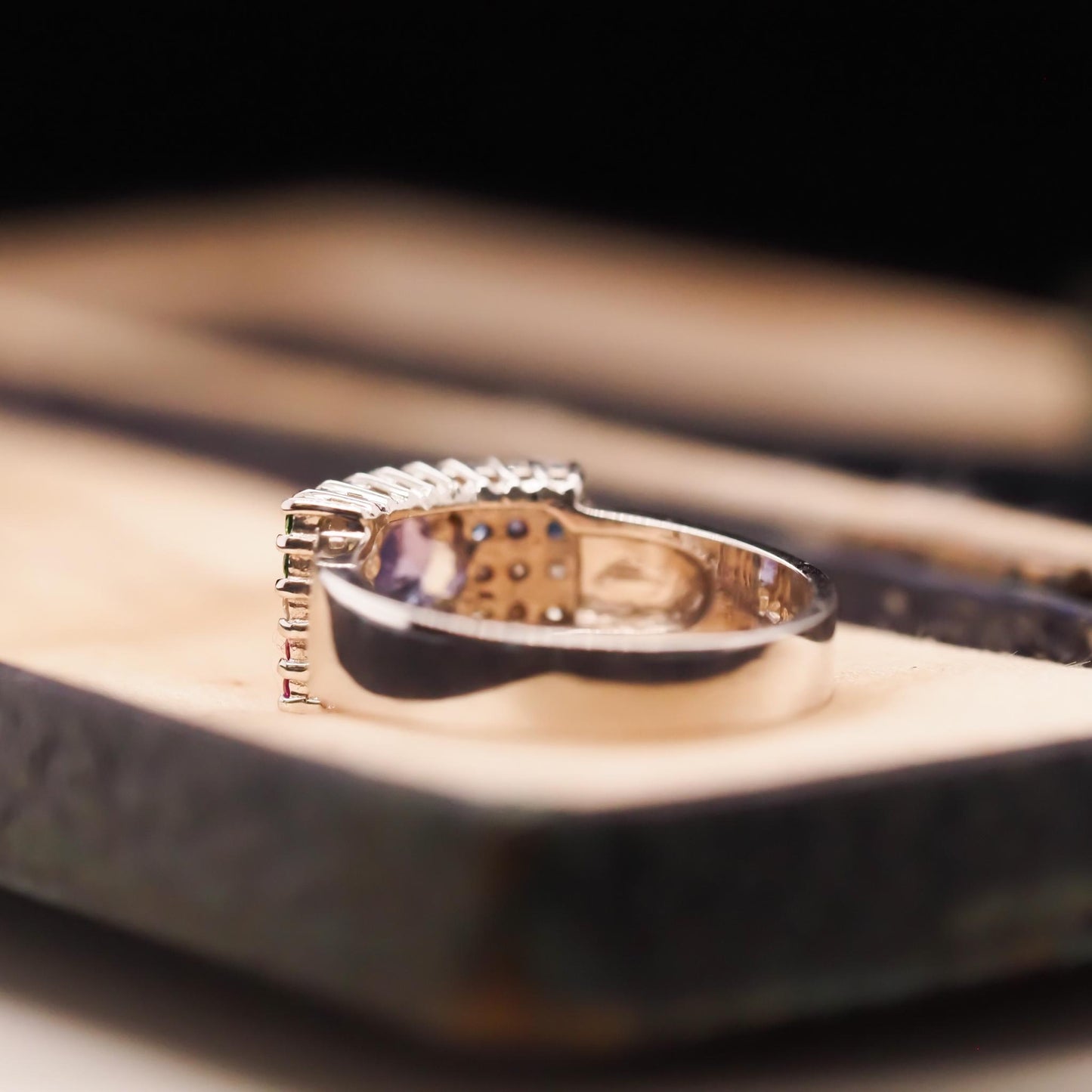 14K White Gold Multi Gem Stone and Diamond Cocktail Ring - VHK#668