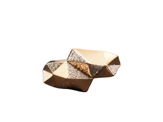 14K Rose Gold Geometric Shape Round Brilliant Diamond Ring - VHK#513a